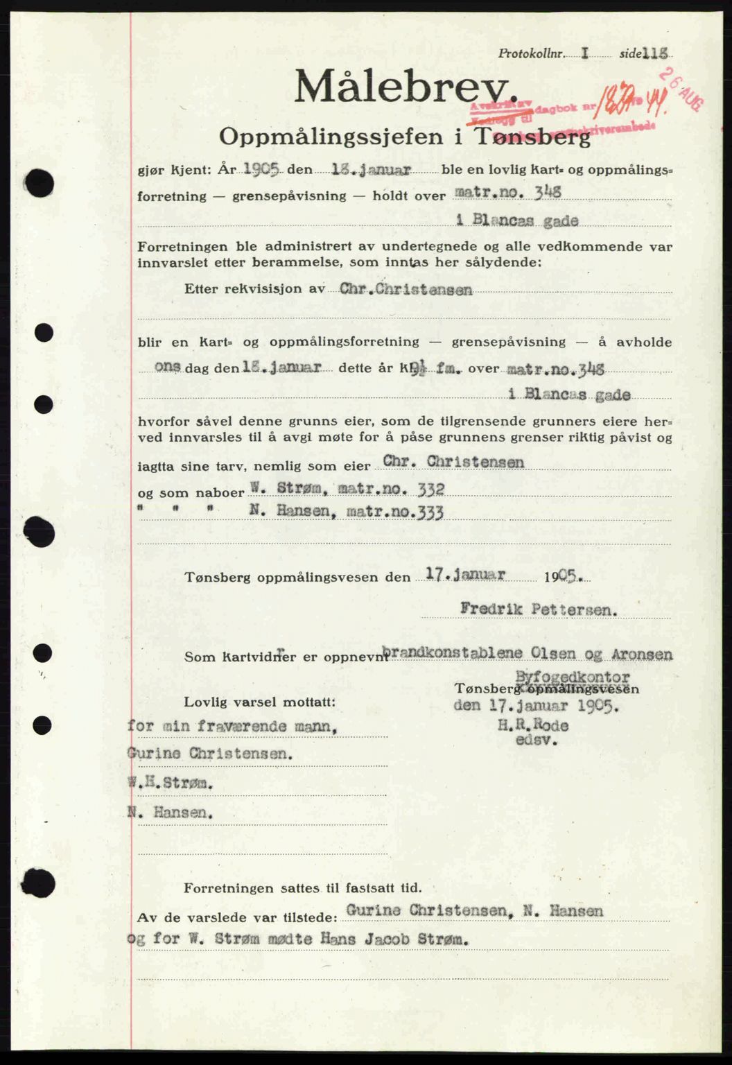 Tønsberg sorenskriveri, AV/SAKO-A-130/G/Ga/Gaa/L0015: Pantebok nr. A15, 1944-1944, Dagboknr: 1829/1944