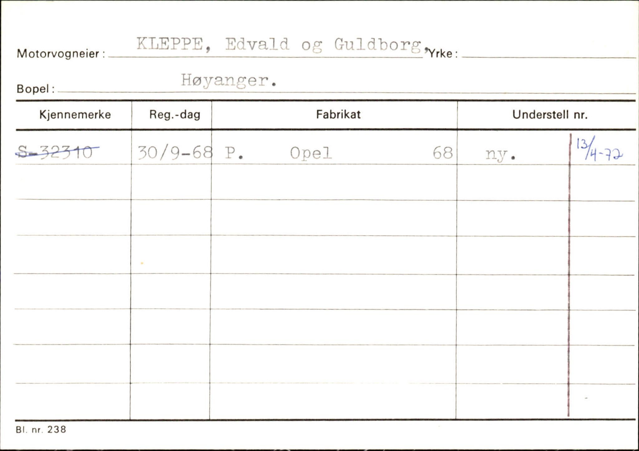 Statens vegvesen, Sogn og Fjordane vegkontor, AV/SAB-A-5301/4/F/L0130: Eigarregister Eid T-Å. Høyanger A-O, 1945-1975, s. 1764