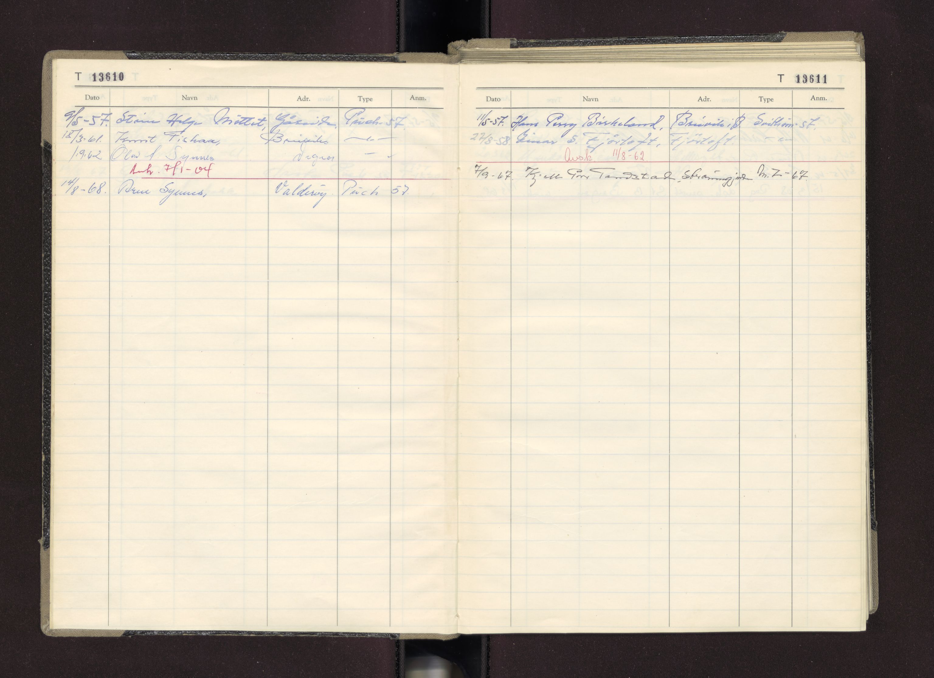 Møre og Romsdal vegkontor - Ålesund trafikkstasjon, AV/SAT-A-4099/F/Fc/L0011: Bilregister; T 13601 - T 13999, 1955-1970