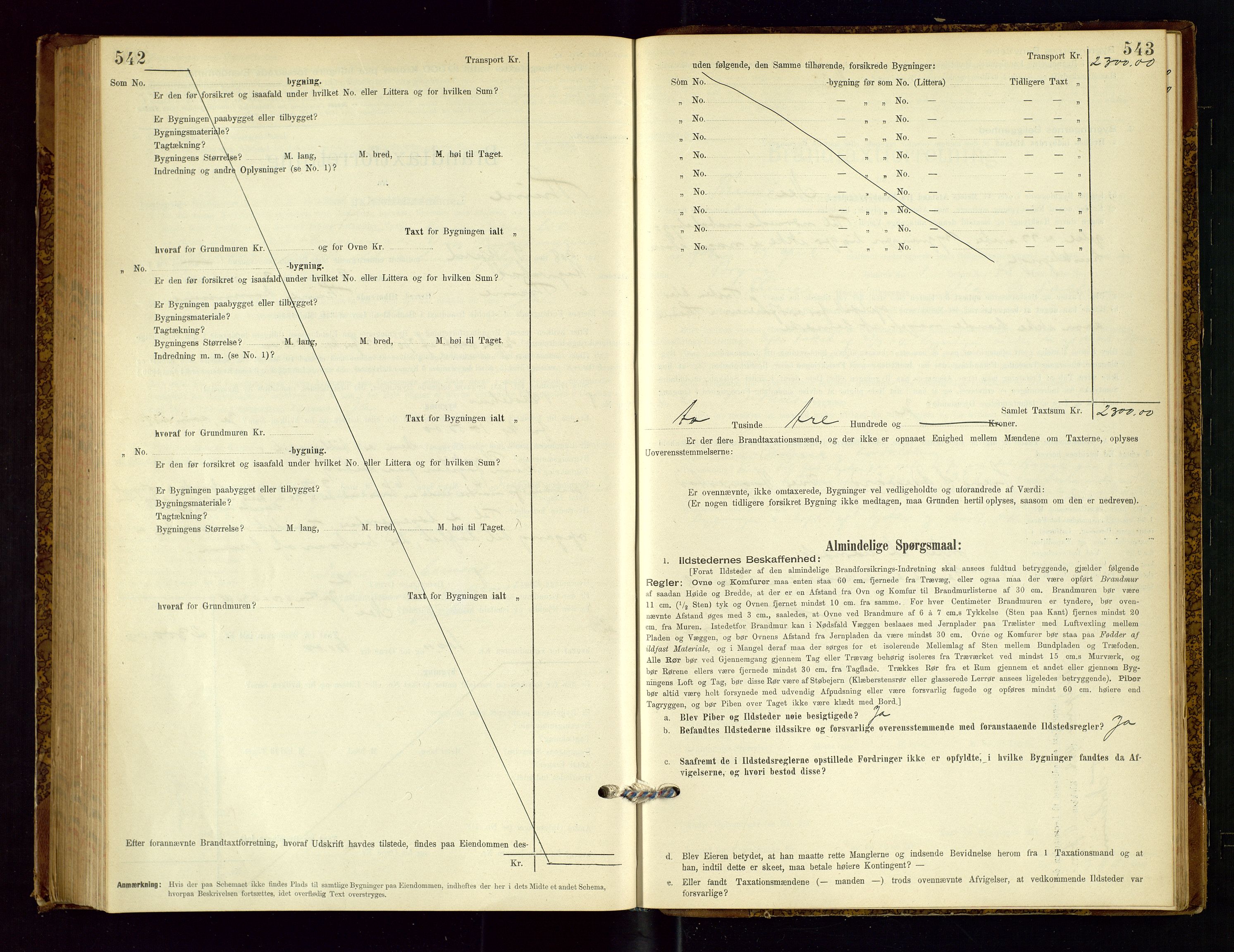 Time lensmannskontor, SAST/A-100420/Gob/L0001: Branntakstprotokoll, 1896-1914, s. 542-543