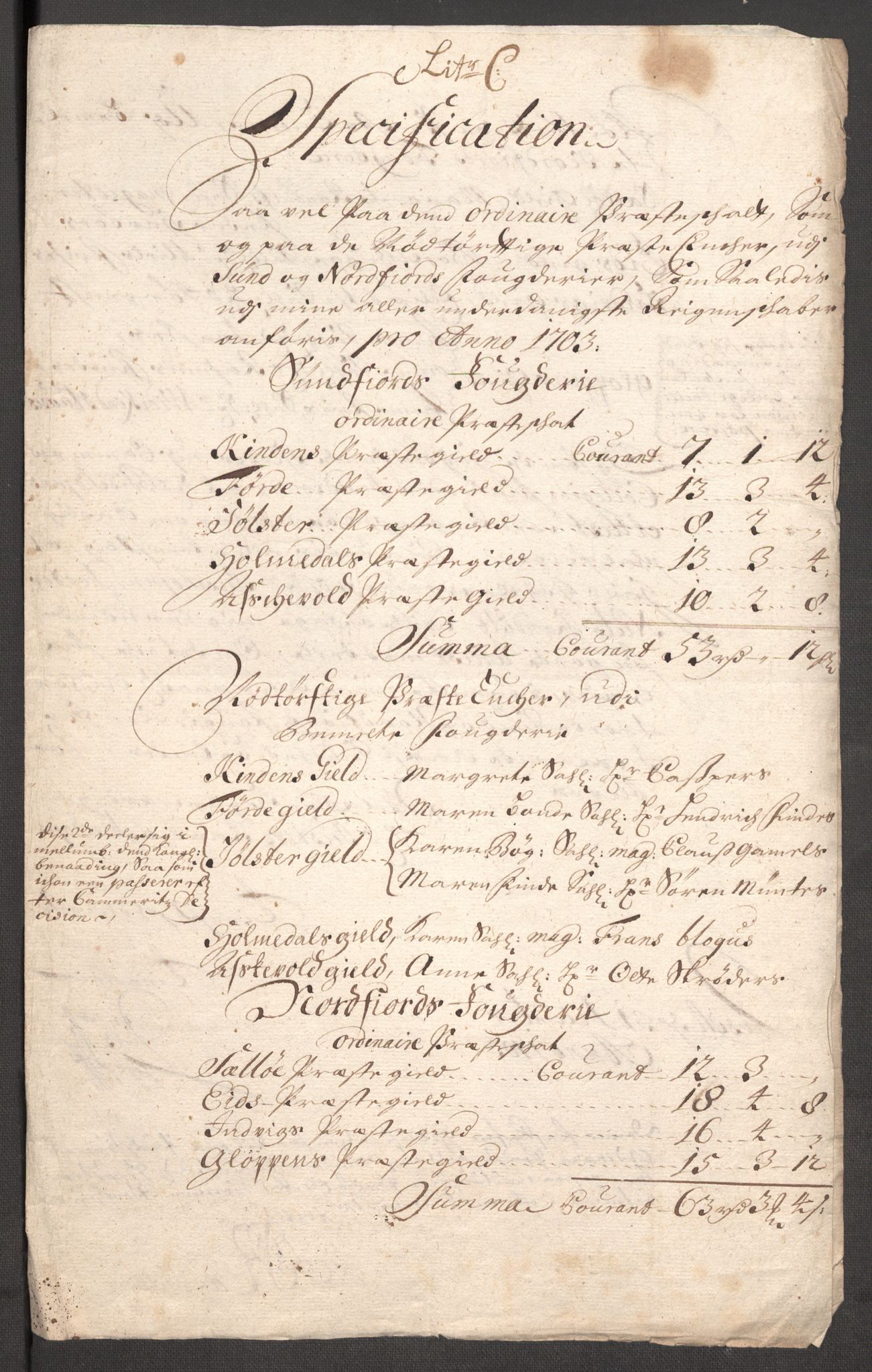 Rentekammeret inntil 1814, Reviderte regnskaper, Fogderegnskap, AV/RA-EA-4092/R53/L3427: Fogderegnskap Sunn- og Nordfjord, 1703, s. 121