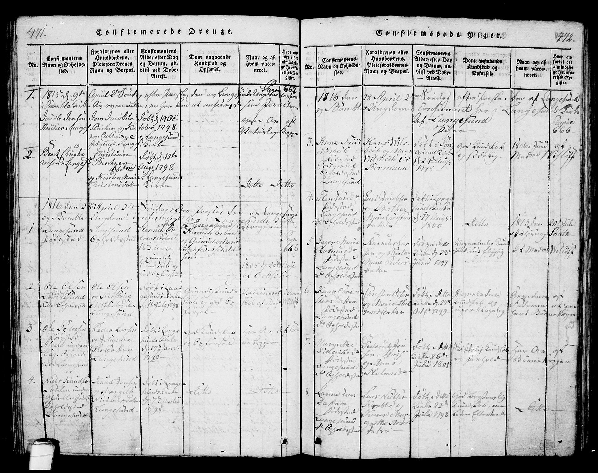 Langesund kirkebøker, AV/SAKO-A-280/G/Ga/L0003: Klokkerbok nr. 3, 1815-1858, s. 471-472