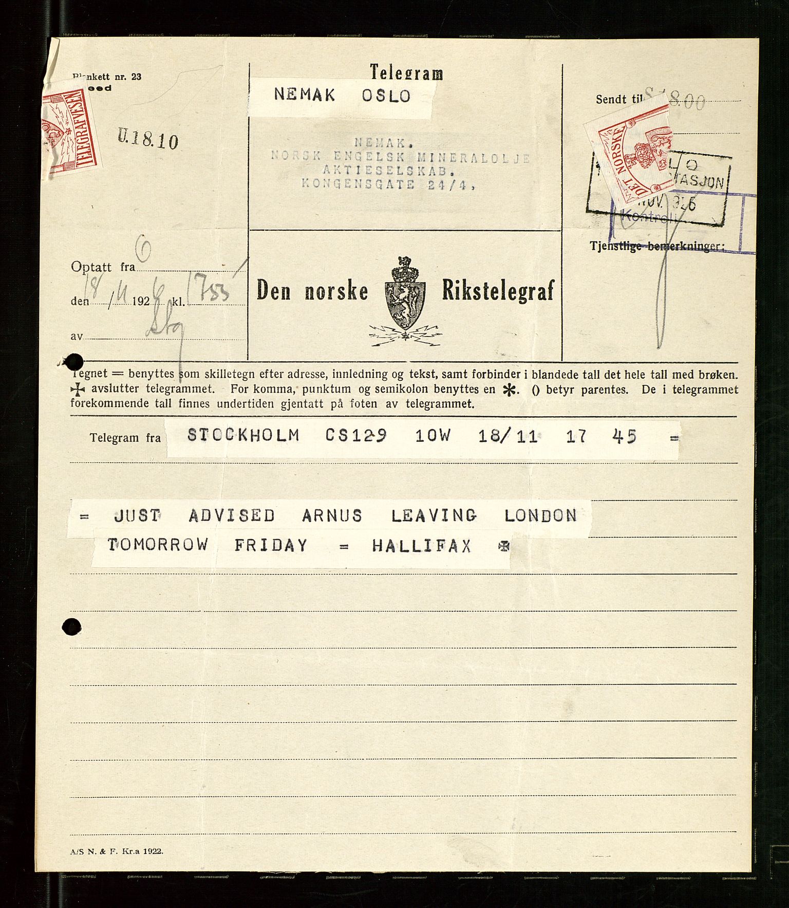 Pa 1521 - A/S Norske Shell, AV/SAST-A-101915/E/Ea/Eaa/L0024: Sjefskorrespondanse, 1926, s. 411