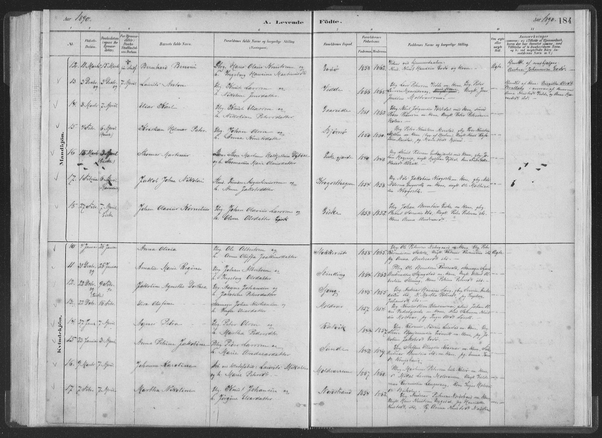 Ministerialprotokoller, klokkerbøker og fødselsregistre - Møre og Romsdal, AV/SAT-A-1454/528/L0401: Ministerialbok nr. 528A12I, 1880-1920, s. 184