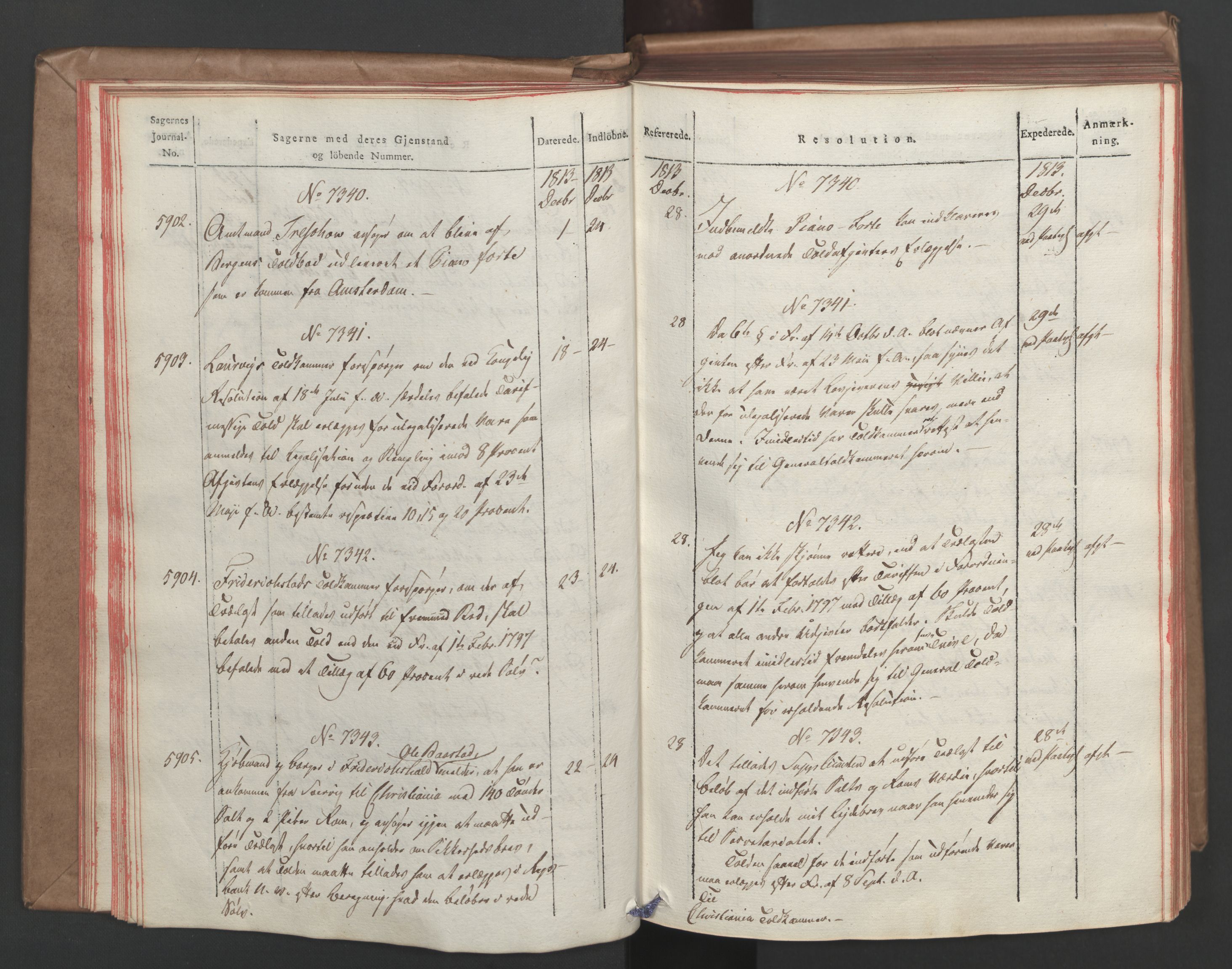 Stattholderembetet 1810-1814, 1. kontor (Kontor A), AV/RA-EA-2872/Ab/L0008: Referatprotokoll,  j.nr. 5846-6405,  l.nr. 7275-7924, 1813-1814, s. 24
