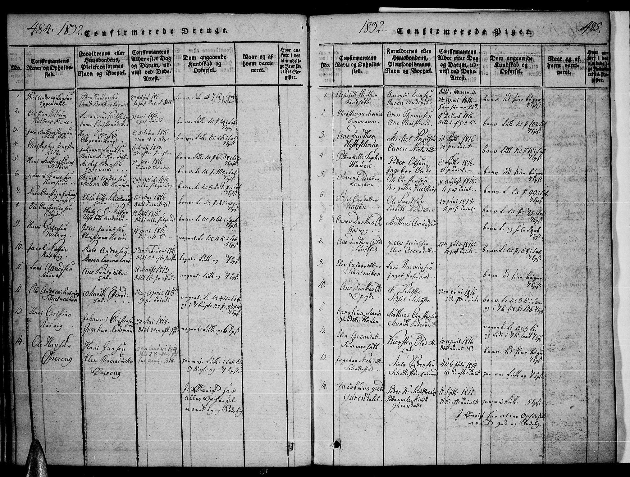 Ministerialprotokoller, klokkerbøker og fødselsregistre - Nordland, SAT/A-1459/859/L0842: Ministerialbok nr. 859A02, 1821-1839, s. 484-485