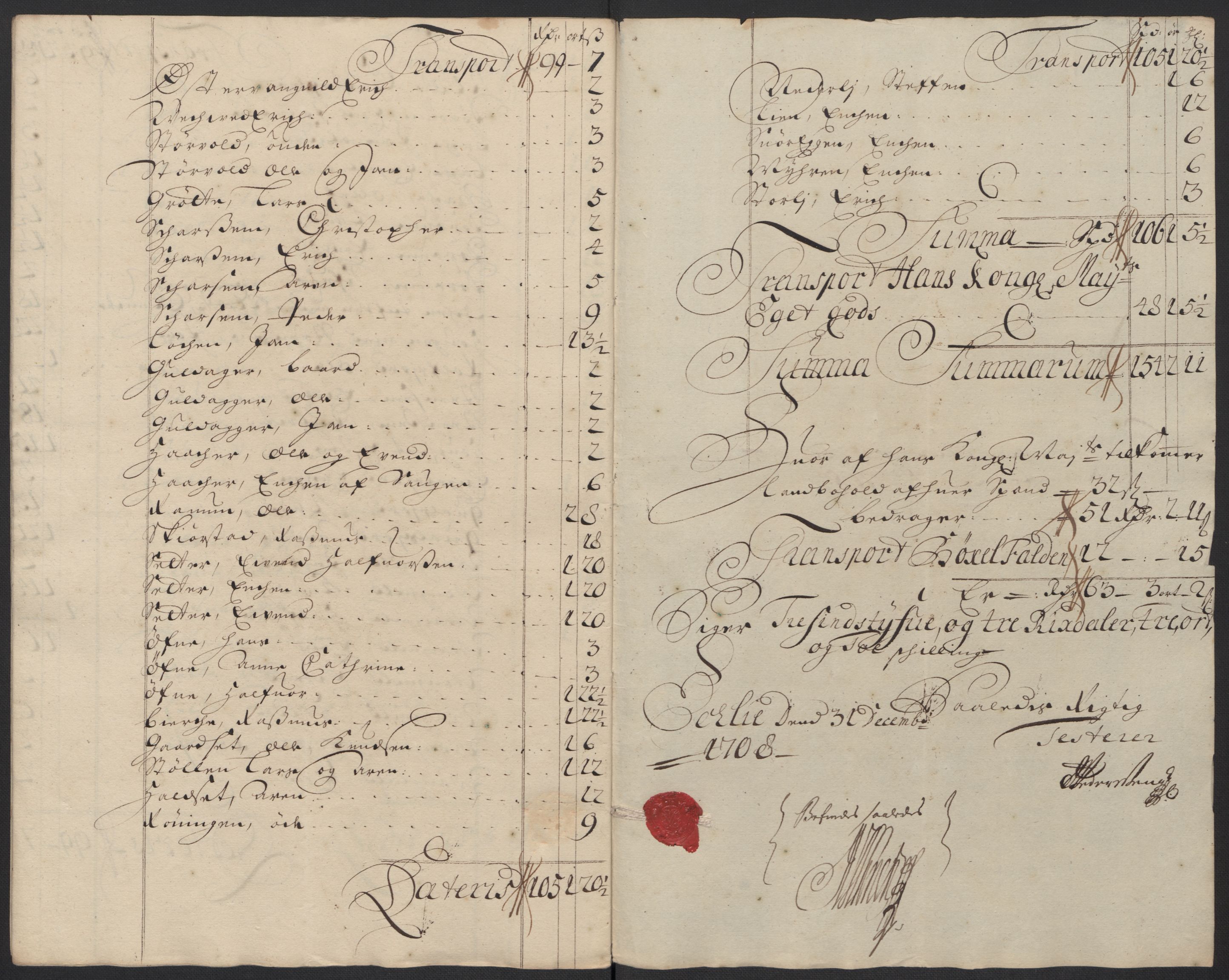Rentekammeret inntil 1814, Reviderte regnskaper, Fogderegnskap, RA/EA-4092/R60/L3958: Fogderegnskap Orkdal og Gauldal, 1708, s. 289