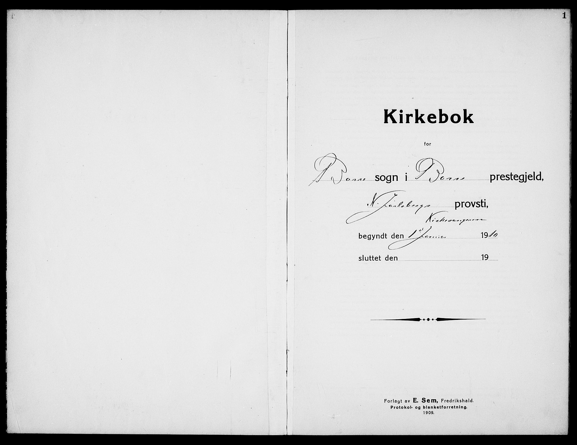 Borre kirkebøker, SAKO/A-338/G/Ga/L0007: Klokkerbok nr. I 7, 1910-1920, s. 1