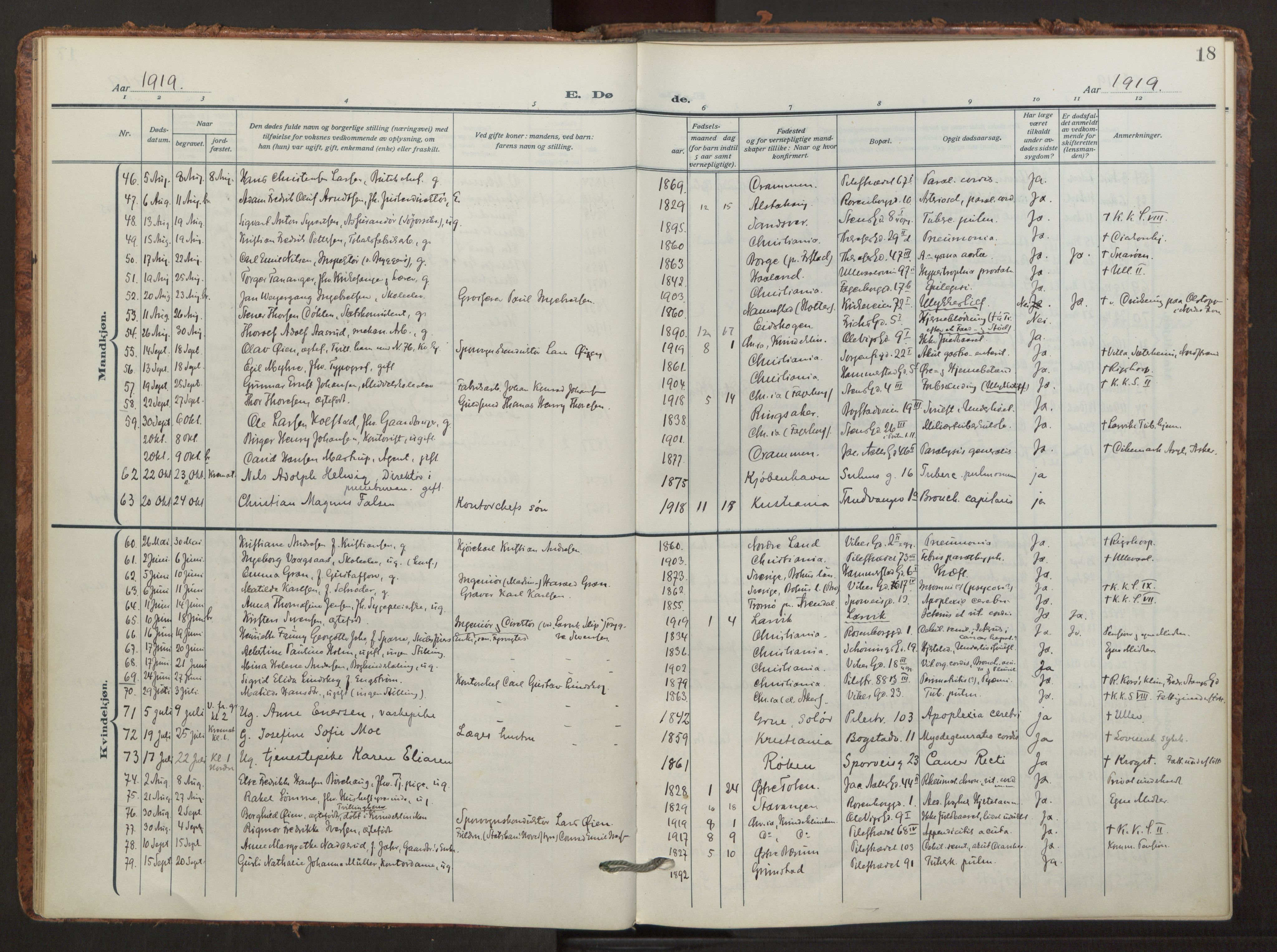 Fagerborg prestekontor Kirkebøker, AV/SAO-A-10844/F/Fa/L0008: Ministerialbok nr. 8, 1917-1938, s. 18
