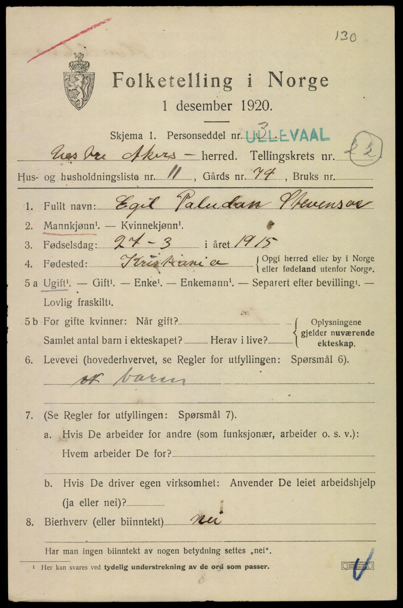 SAO, Folketelling 1920 for 0218 Aker herred, 1920, s. 125916