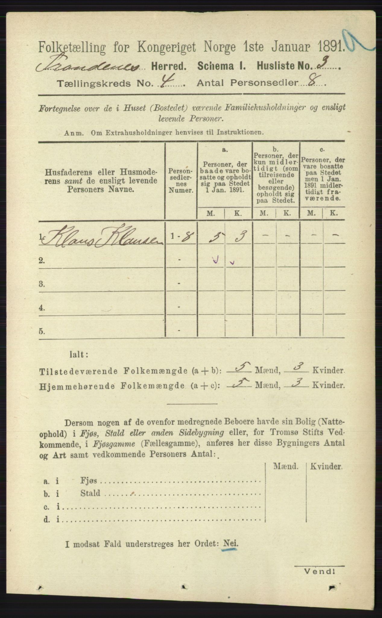 RA, Folketelling 1891 for 1914 Trondenes herred, 1891, s. 1816