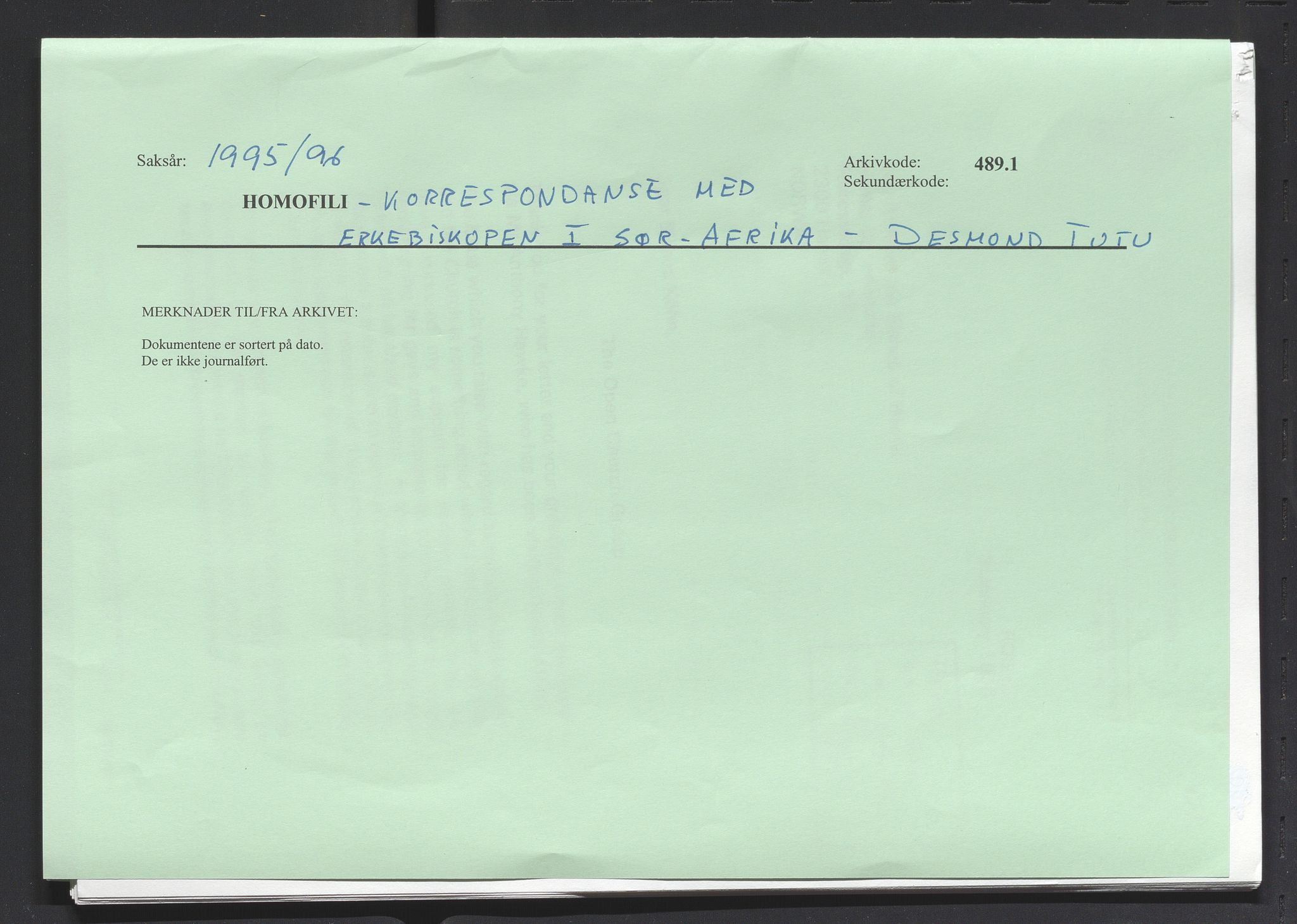 Hamar bispedømmeråd, SAH/BISPEDØMRÅD-002/D/Da/L0051: Sakarkiv ordnet etter arkivnøkkel, 1990-1998, s. 112