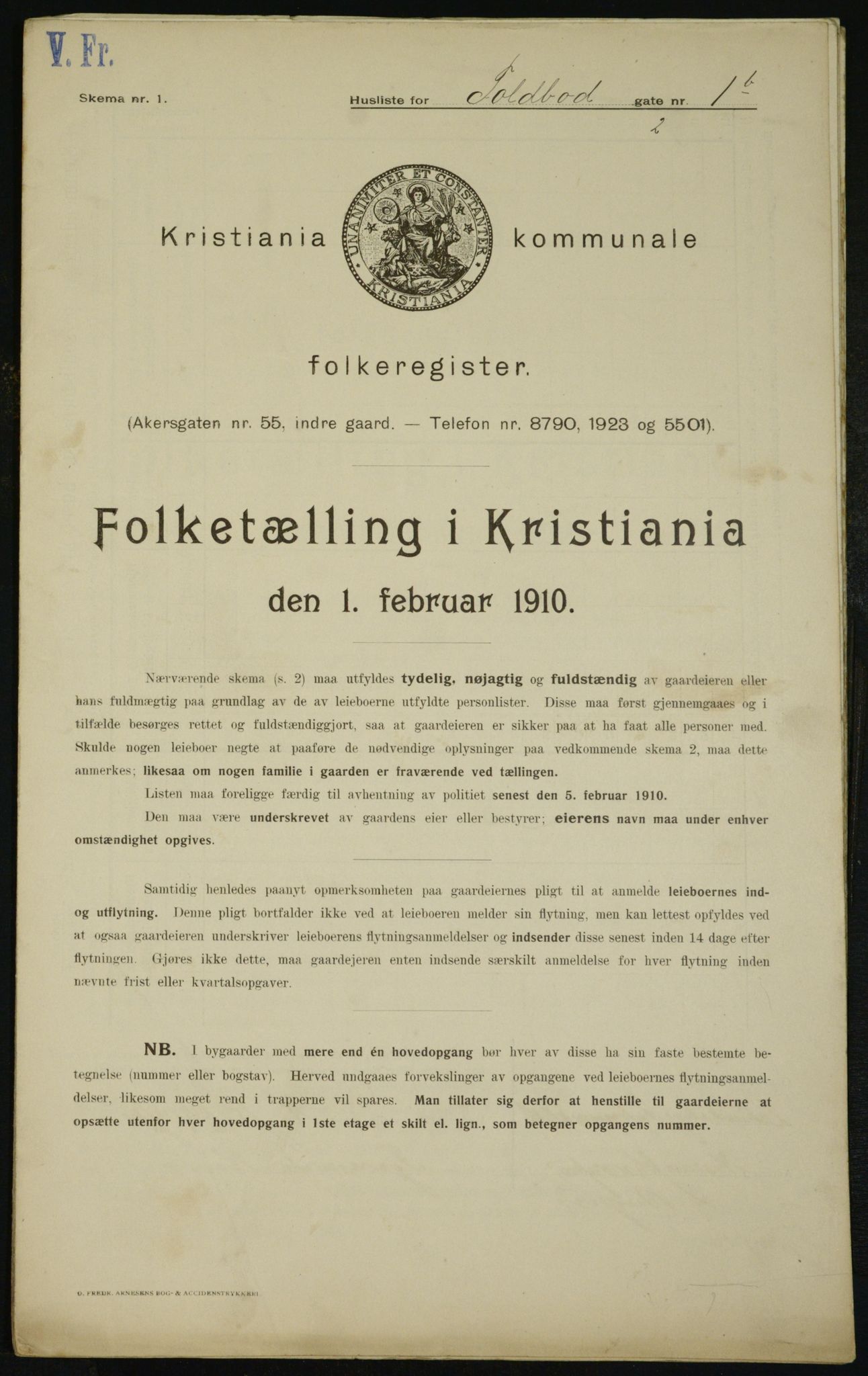 OBA, Kommunal folketelling 1.2.1910 for Kristiania, 1910, s. 107309