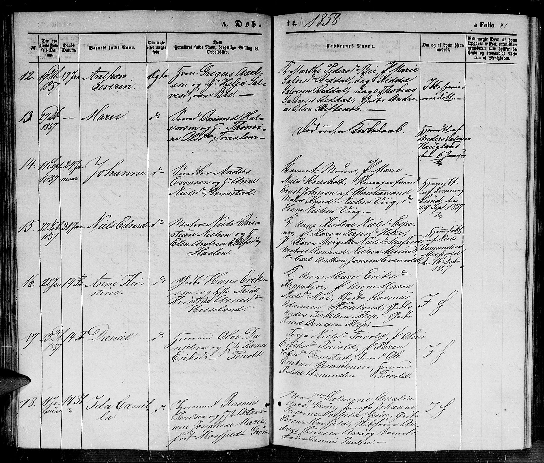 Fjære sokneprestkontor, AV/SAK-1111-0011/F/Fb/L0008: Klokkerbok nr. B 8, 1854-1867, s. 81