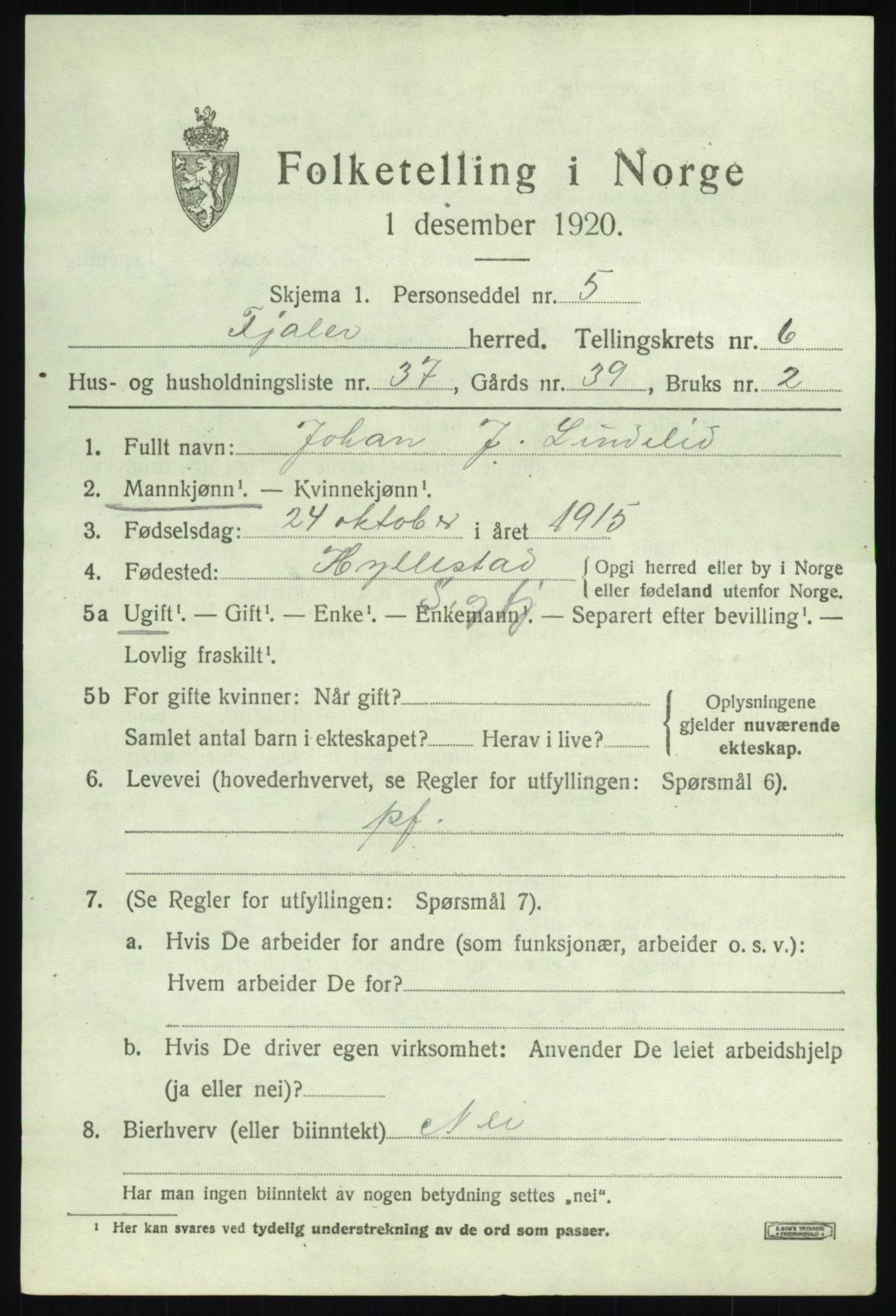 SAB, Folketelling 1920 for 1429 Fjaler herred, 1920, s. 4097