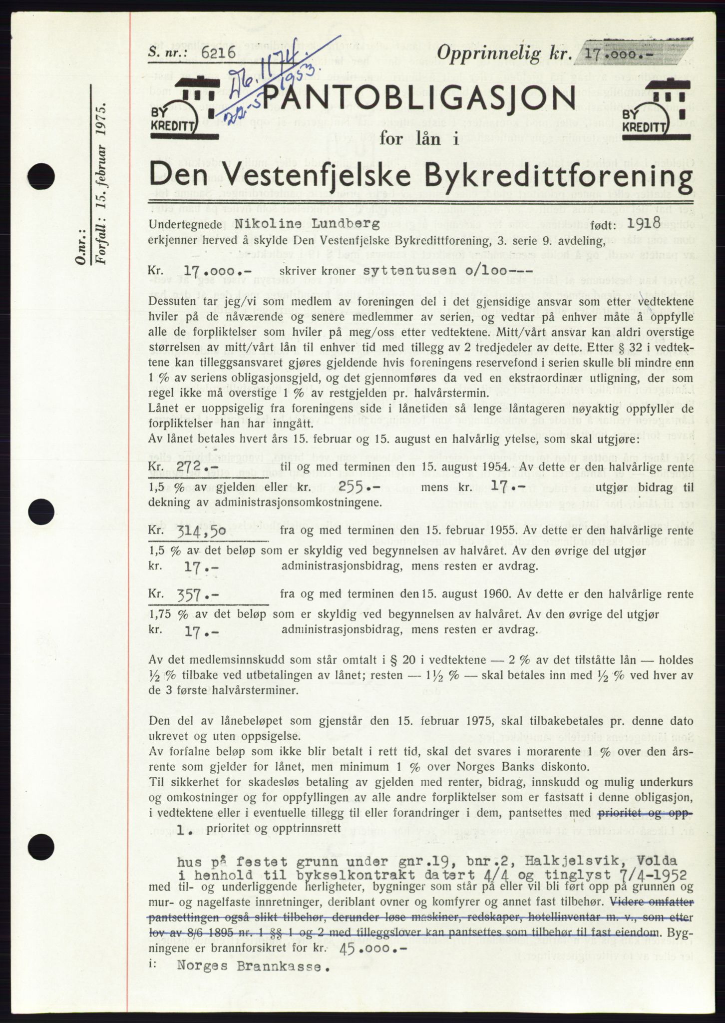 Søre Sunnmøre sorenskriveri, SAT/A-4122/1/2/2C/L0123: Pantebok nr. 11B, 1953-1953, Dagboknr: 1174/1953