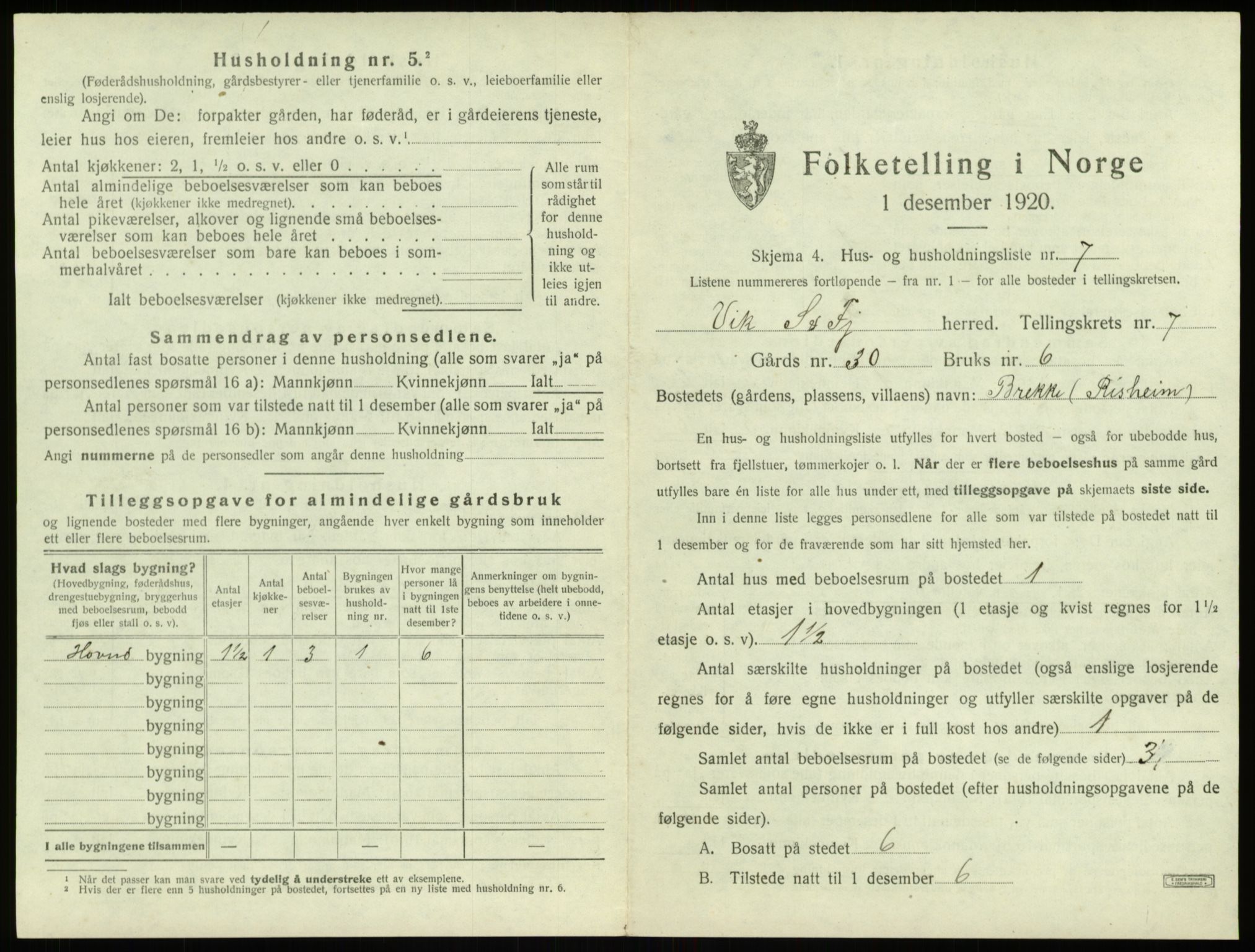 SAB, Folketelling 1920 for 1417 Vik herred, 1920, s. 769