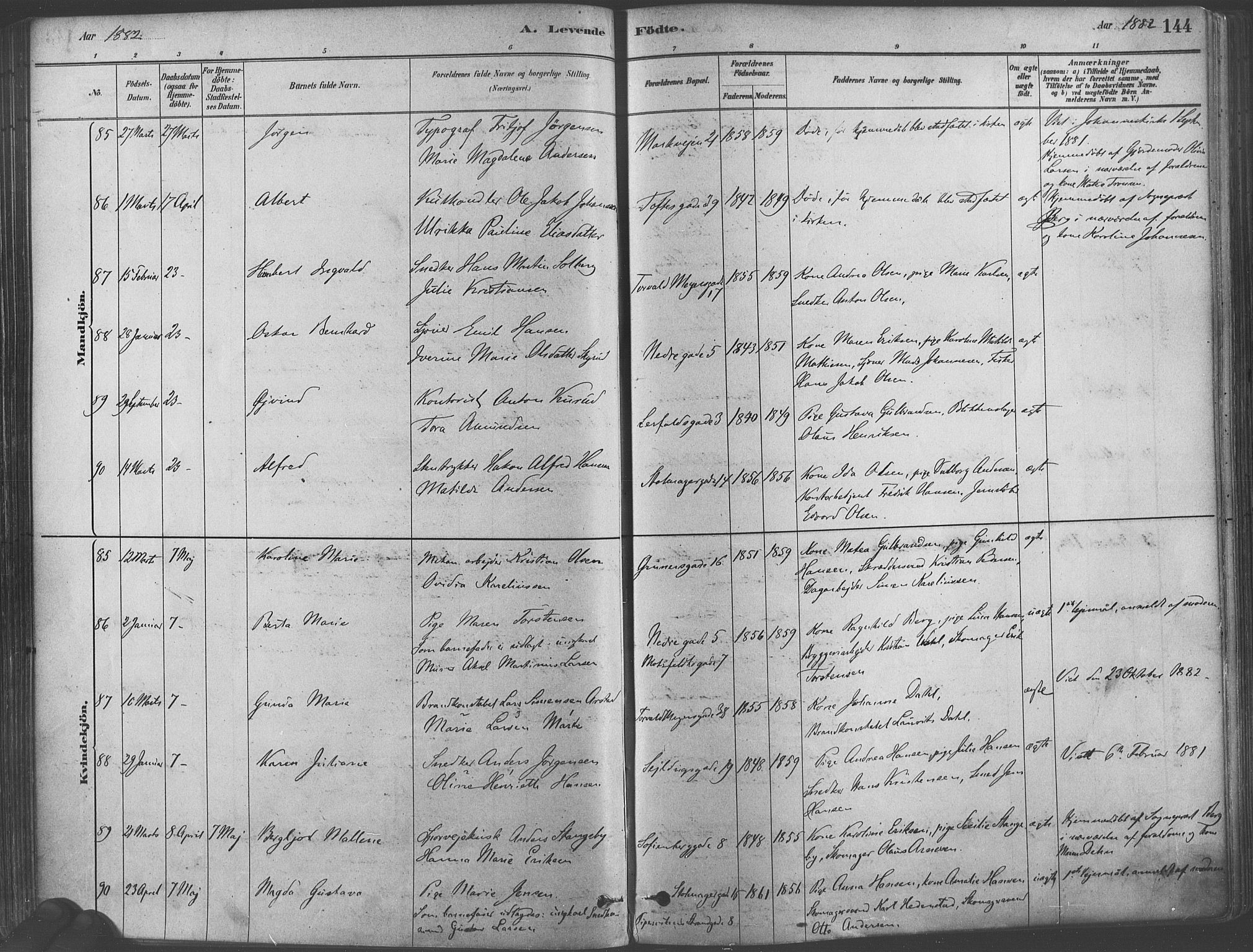Paulus prestekontor Kirkebøker, AV/SAO-A-10871/F/Fa/L0003: Ministerialbok nr. 3, 1879-1887, s. 144