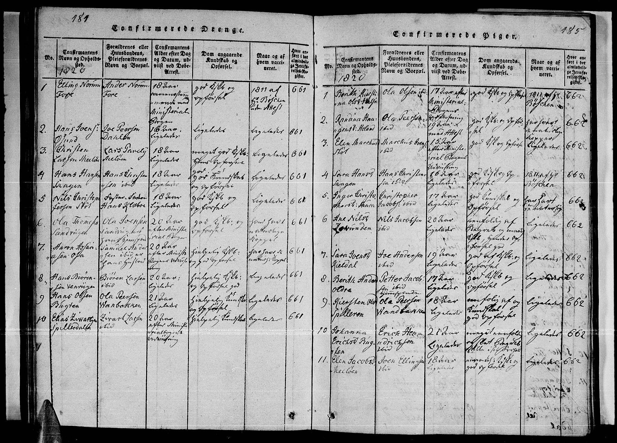 Ministerialprotokoller, klokkerbøker og fødselsregistre - Nordland, AV/SAT-A-1459/841/L0593: Ministerialbok nr. 841A04 /2, 1820-1825, s. 484-485