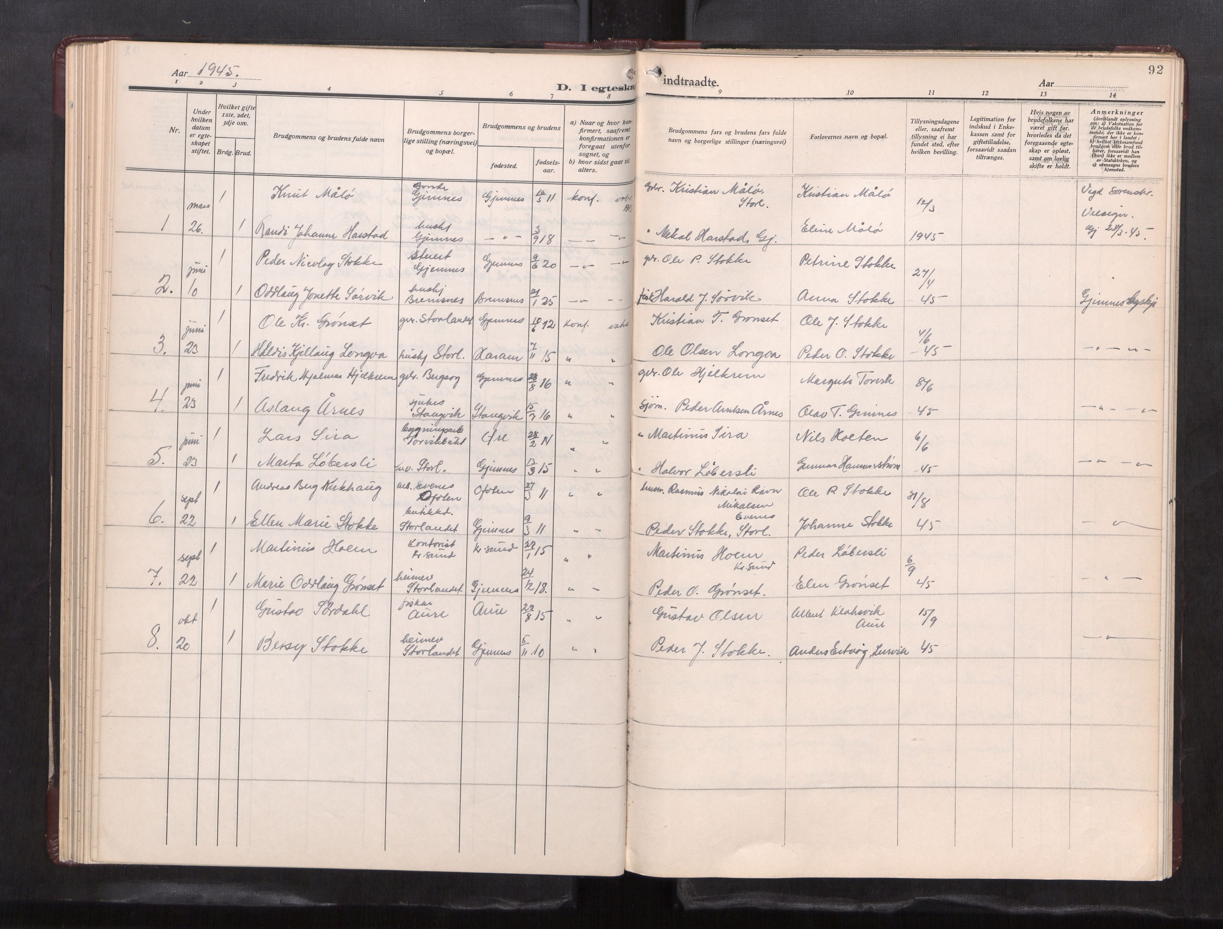 Ministerialprotokoller, klokkerbøker og fødselsregistre - Møre og Romsdal, SAT/A-1454/585/L0974: Klokkerbok nr. 585---, 1930-1960, s. 92