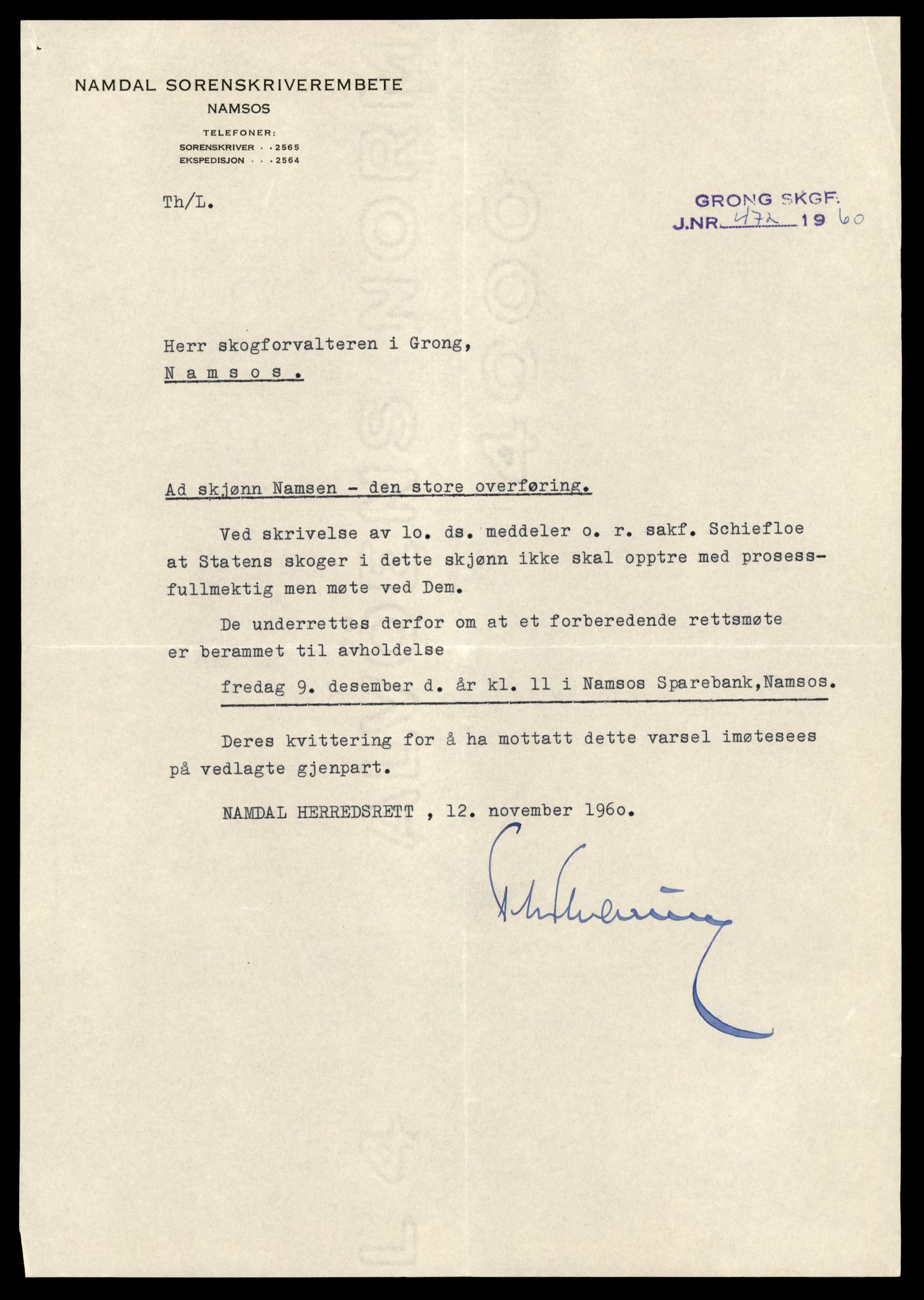 Statskog Trøndelag / Møre, AV/SAT-A-4532/1/D/Da/L0336/0007: Sakarkiv / Vassdragsreguleringer m.m. - Kraftverkene Øvre Namsen, diverse (grunnerstatninger), 1957-1963, s. 46