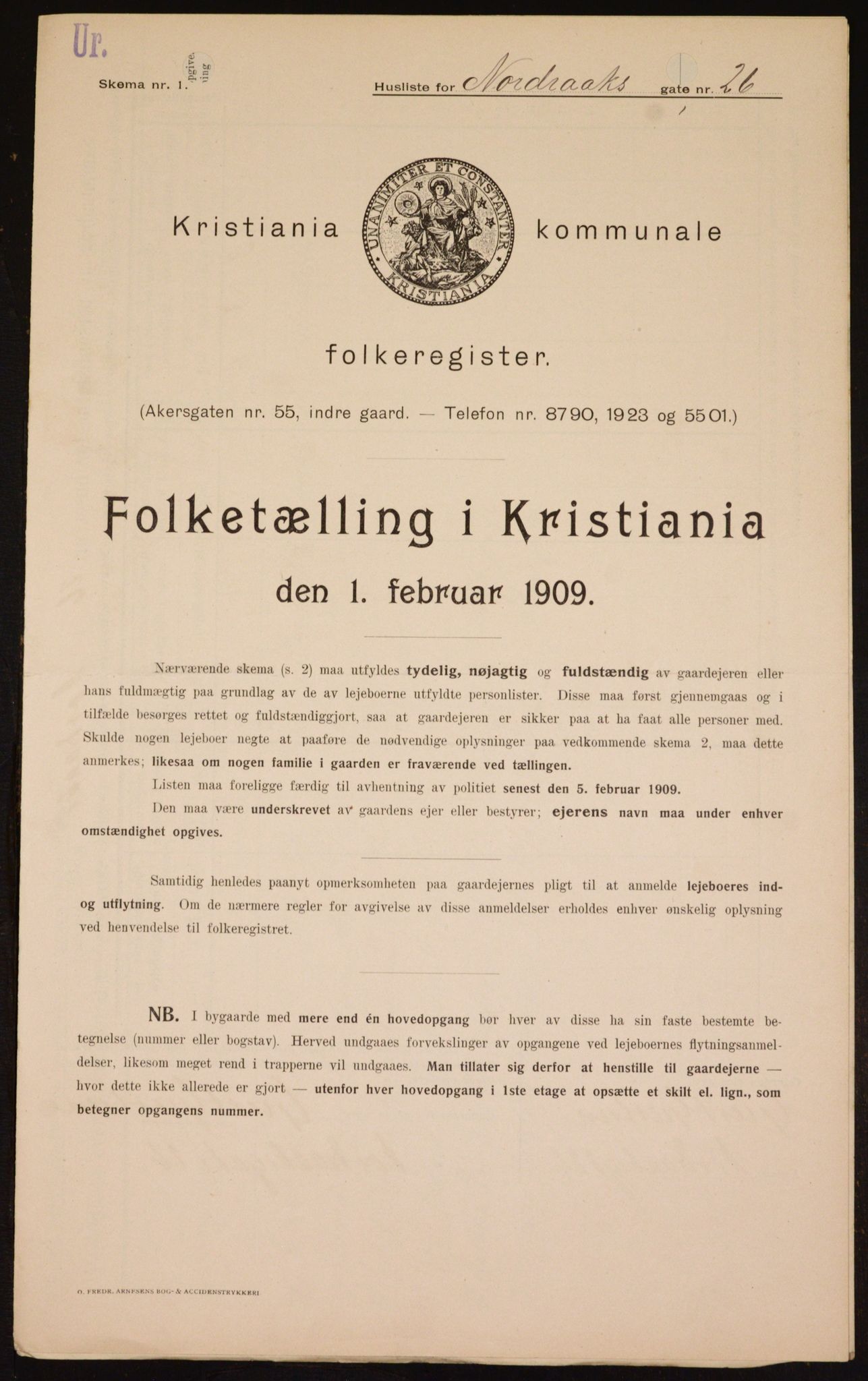 OBA, Kommunal folketelling 1.2.1909 for Kristiania kjøpstad, 1909, s. 66974