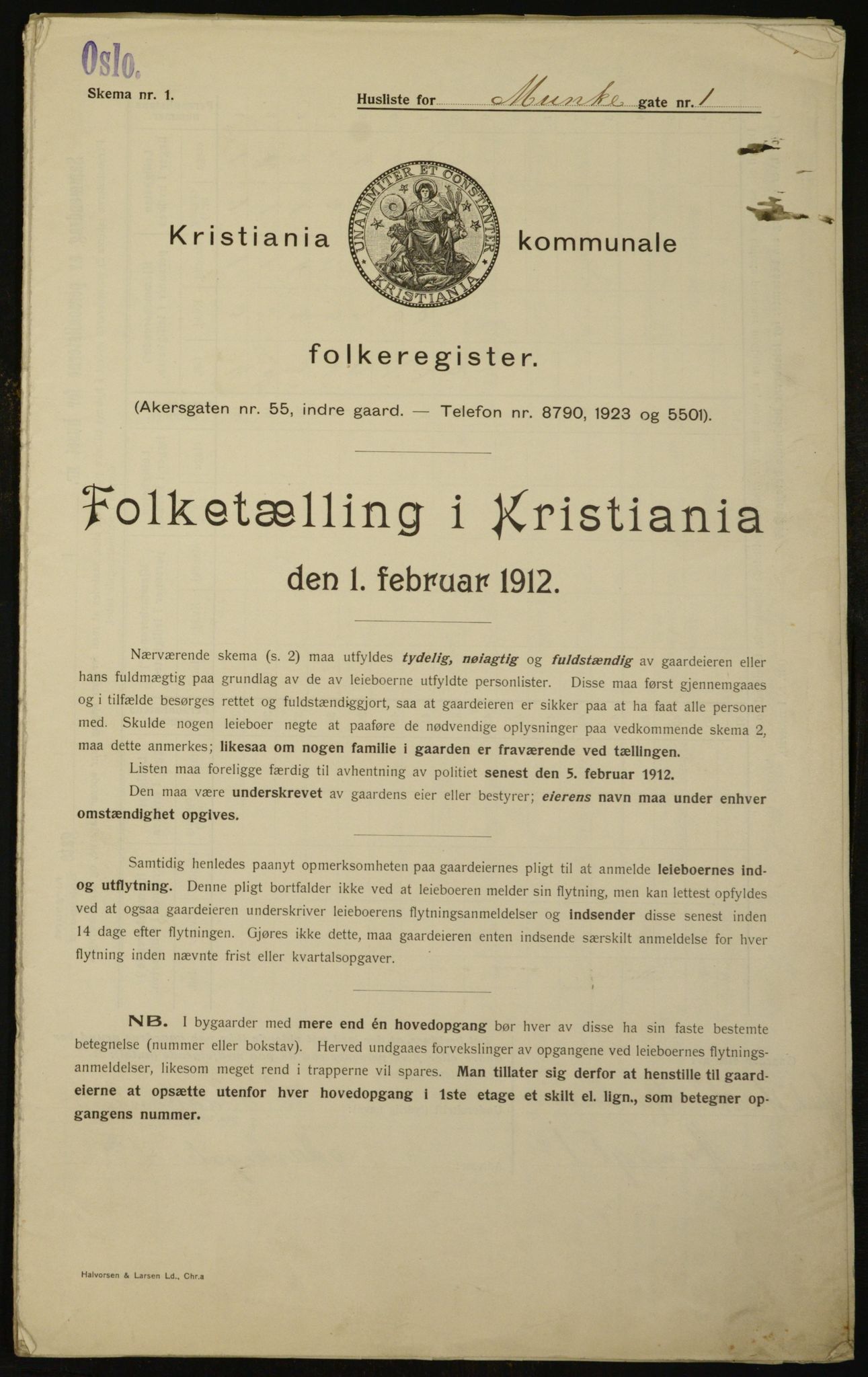 OBA, Kommunal folketelling 1.2.1912 for Kristiania, 1912, s. 68451