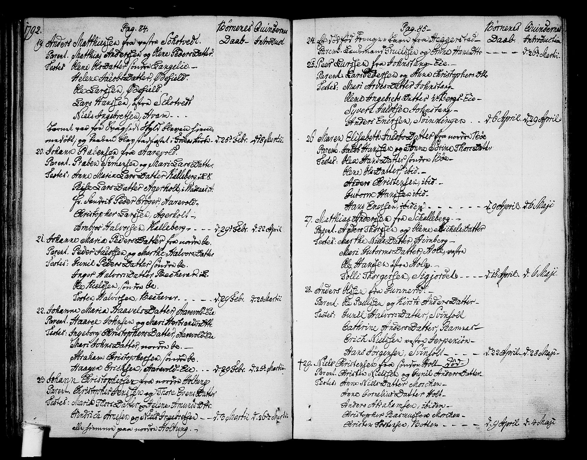 Ramnes kirkebøker, SAKO/A-314/F/Fa/L0003: Ministerialbok nr. I 3, 1790-1813, s. 84-85
