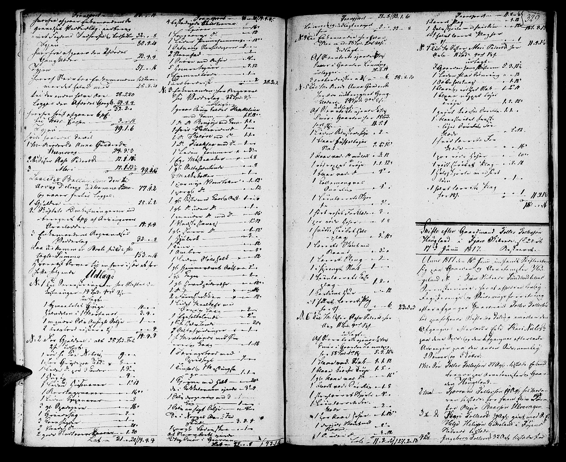 Sunnhordland sorenskrivar, AV/SAB-A-2401/1/H/Ha/Had/L0001: Skifteprotokollar. Føyen, Fjære og Våg. Register i protokoll., 1808-1817, s. 328b-329a