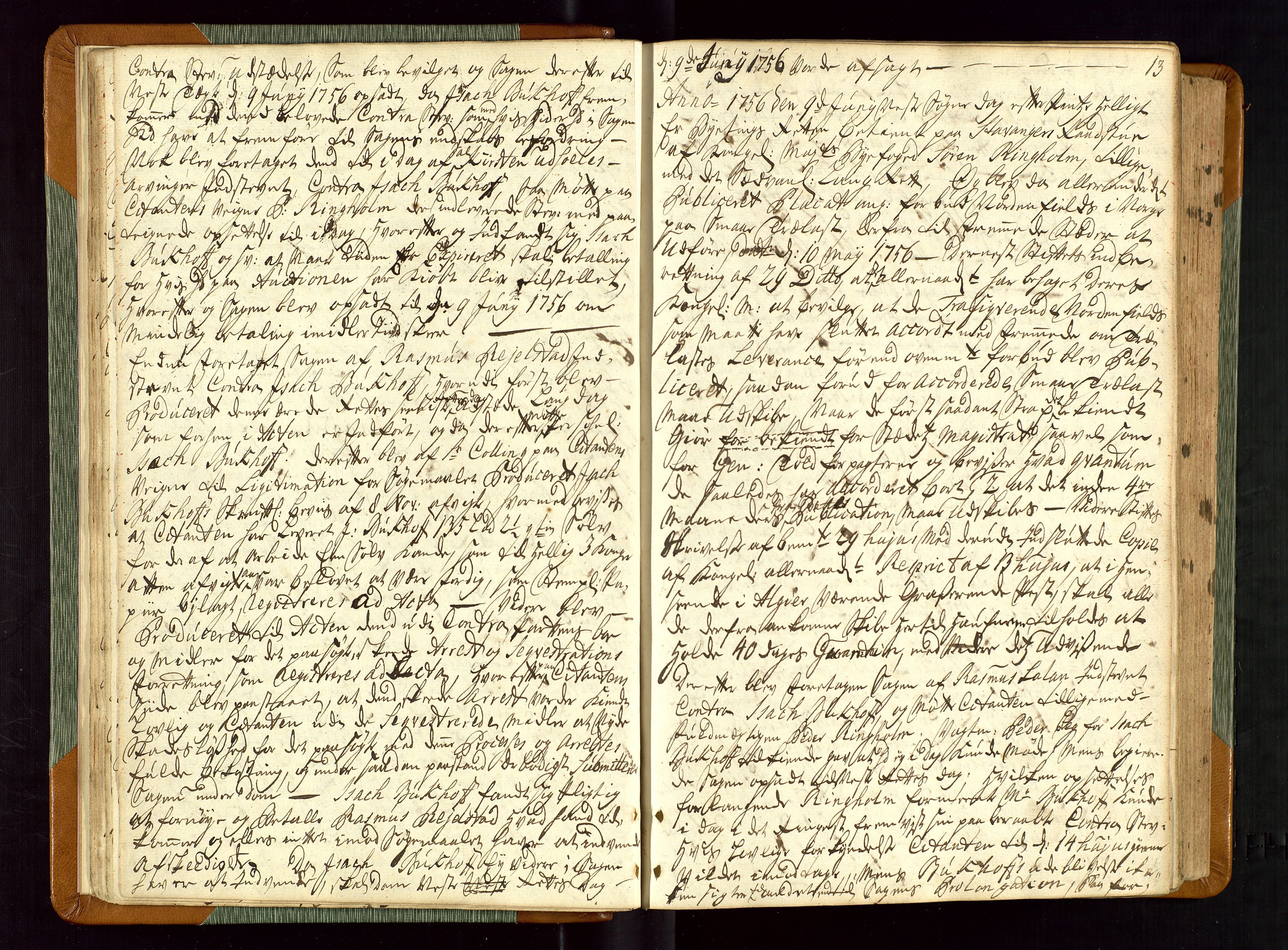 Stavanger byfogd, AV/SAST-A-101408/001/3/30/30BA/L0043: Bytingprotkoll, 1756-1765, s. 12b-13a
