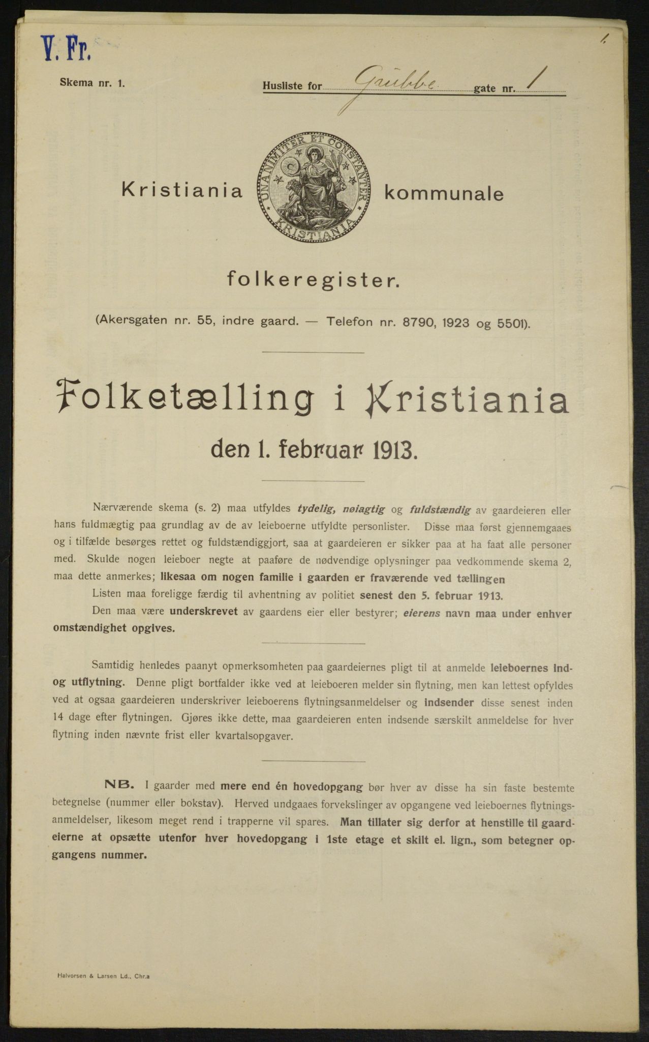 OBA, Kommunal folketelling 1.2.1913 for Kristiania, 1913, s. 30252