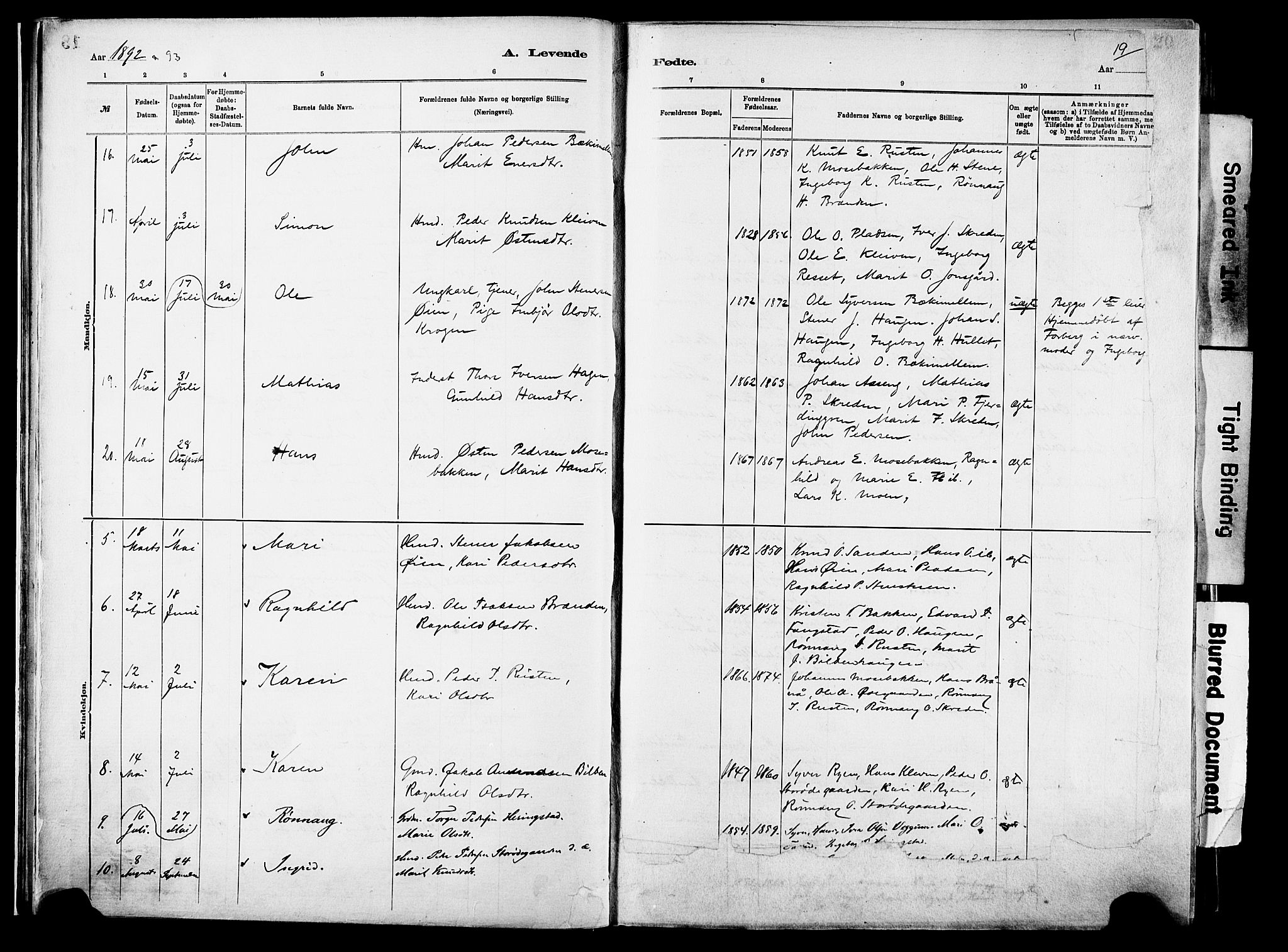 Vågå prestekontor, AV/SAH-PREST-076/H/Ha/Haa/L0010: Ministerialbok nr. 10, 1887-1904, s. 19