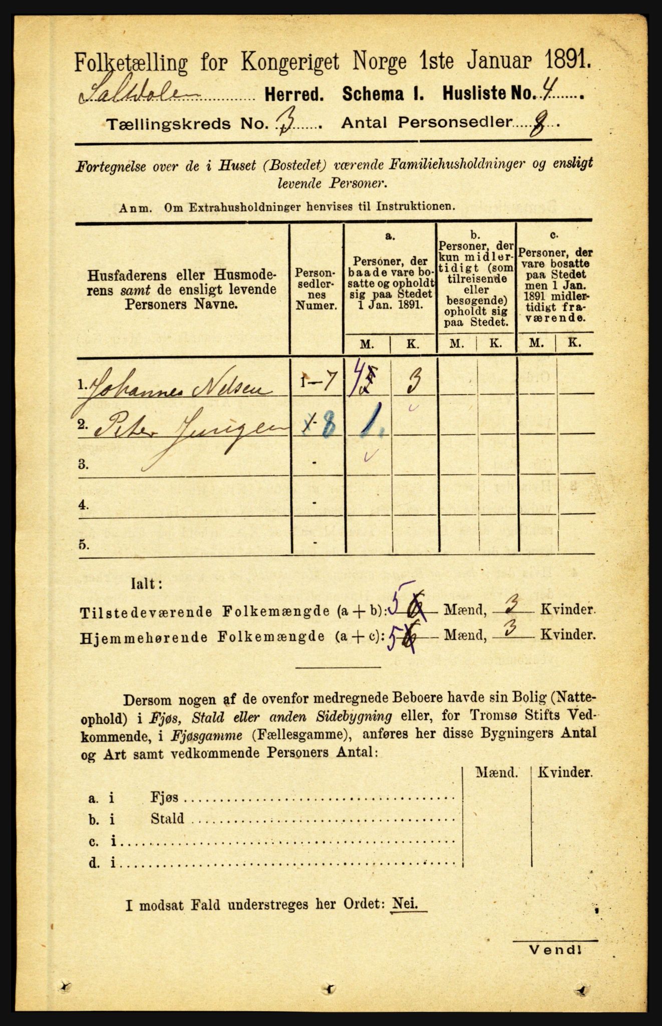 RA, Folketelling 1891 for 1840 Saltdal herred, 1891, s. 1574