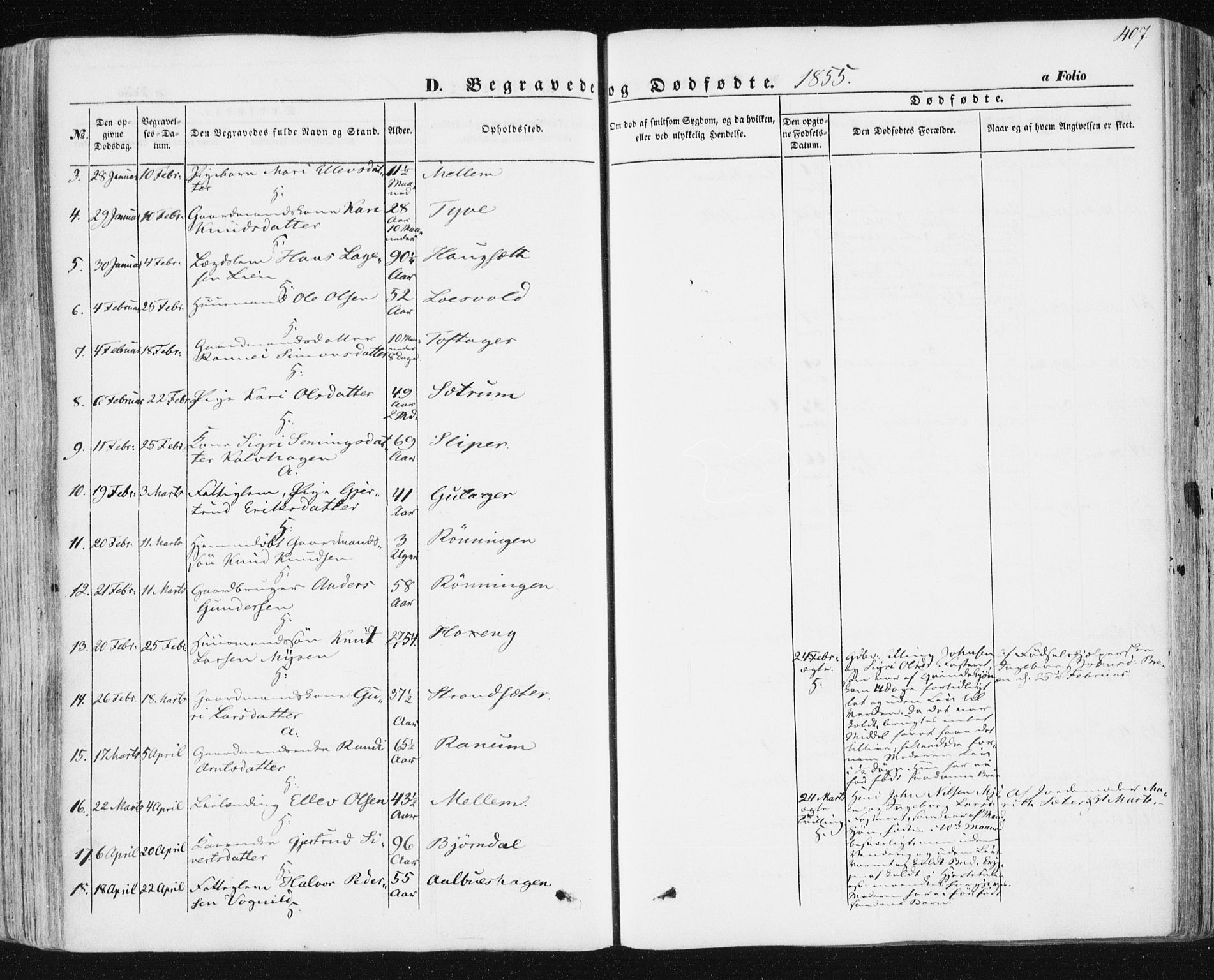 Ministerialprotokoller, klokkerbøker og fødselsregistre - Sør-Trøndelag, SAT/A-1456/678/L0899: Ministerialbok nr. 678A08, 1848-1872, s. 407