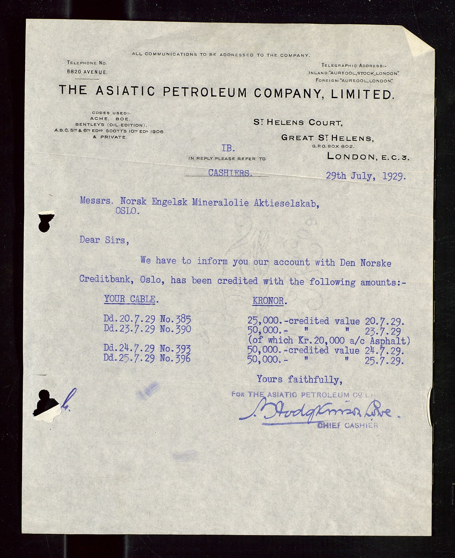 Pa 1521 - A/S Norske Shell, AV/SAST-A-101915/E/Ea/Eaa/L0016: Sjefskorrespondanse, 1929, s. 9