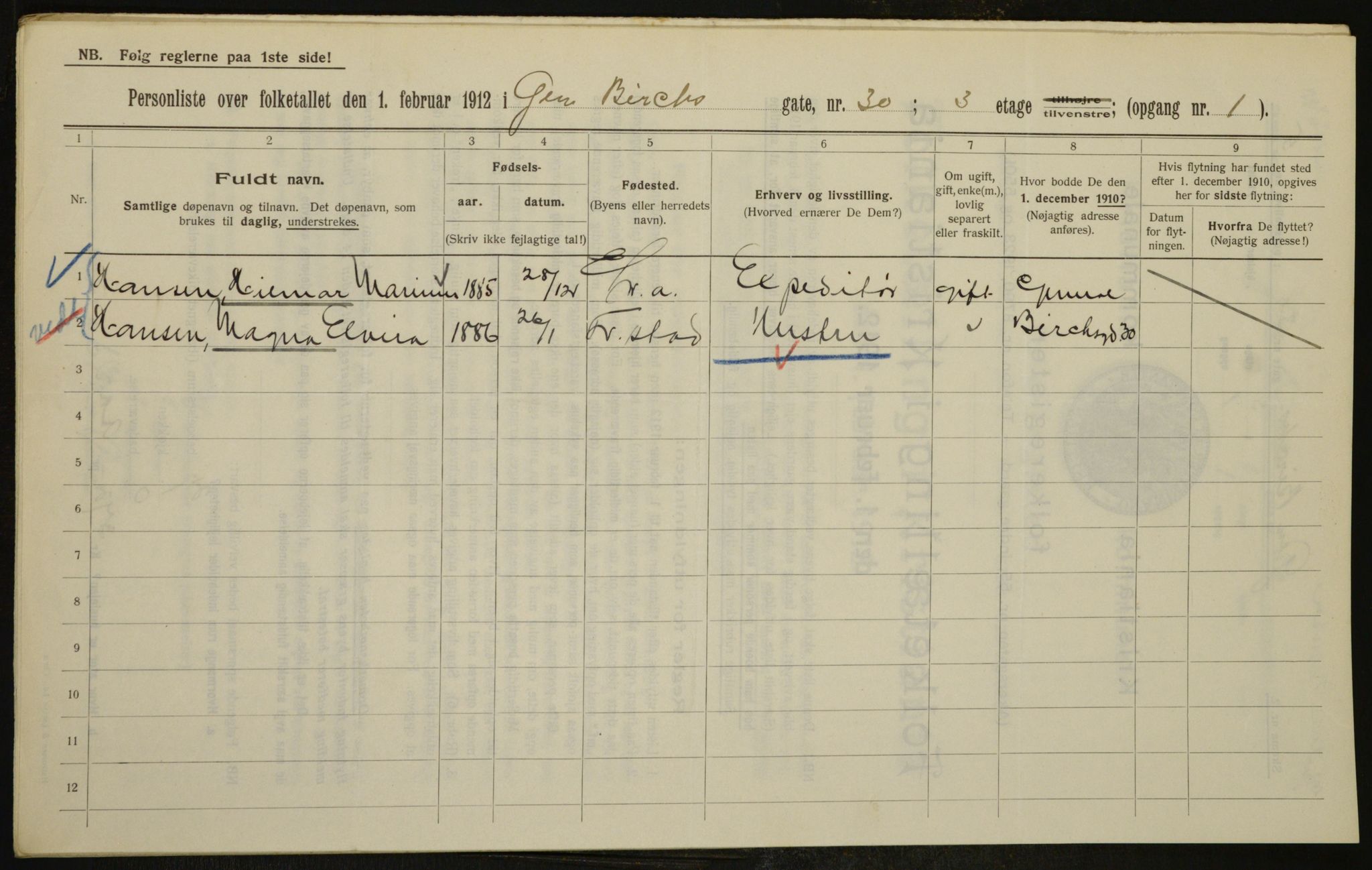OBA, Kommunal folketelling 1.2.1912 for Kristiania, 1912, s. 28910