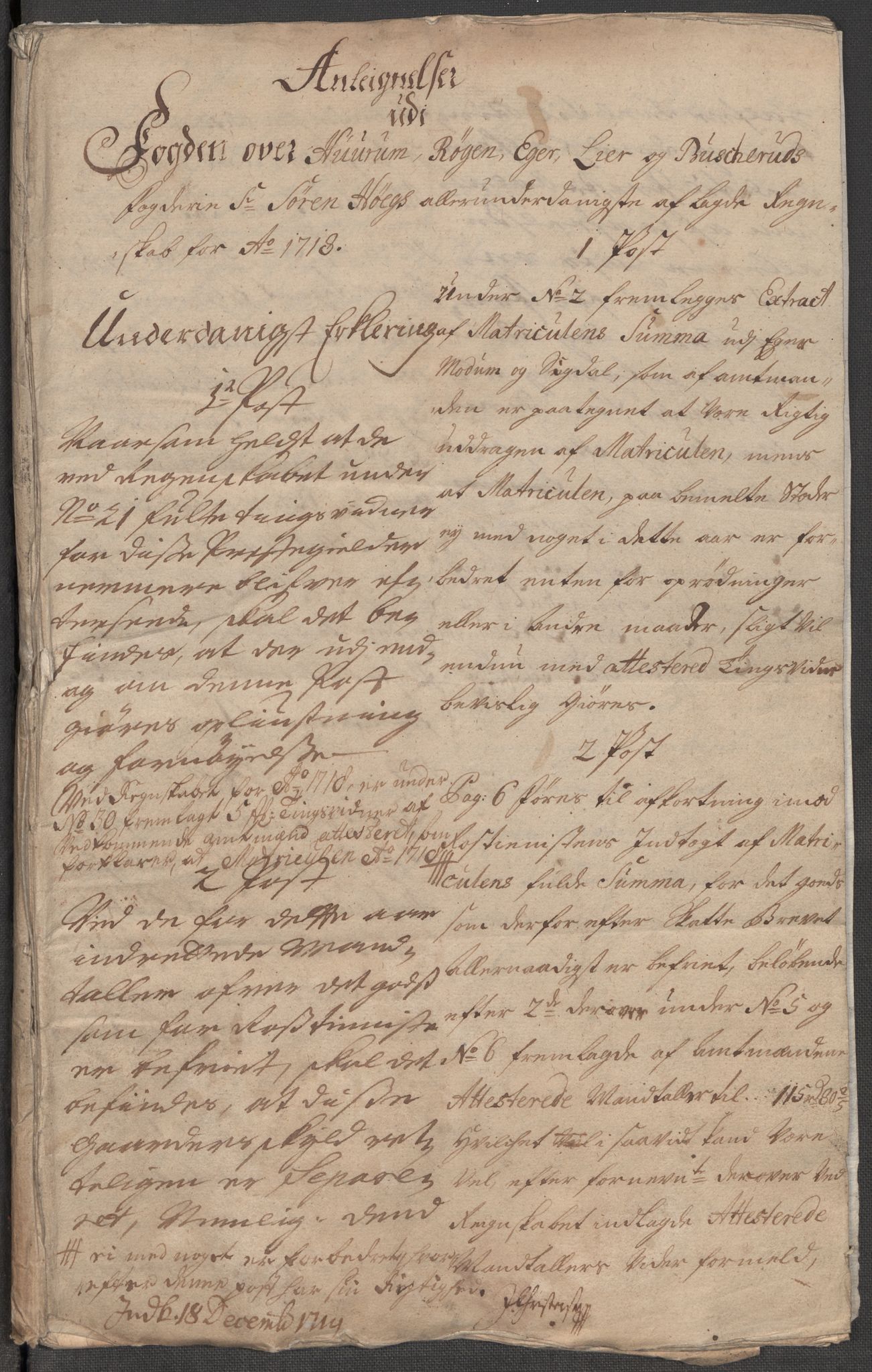 Rentekammeret inntil 1814, Reviderte regnskaper, Fogderegnskap, AV/RA-EA-4092/R31/L1712: Fogderegnskap Hurum, Røyken, Eiker, Lier og Buskerud, 1718, s. 283