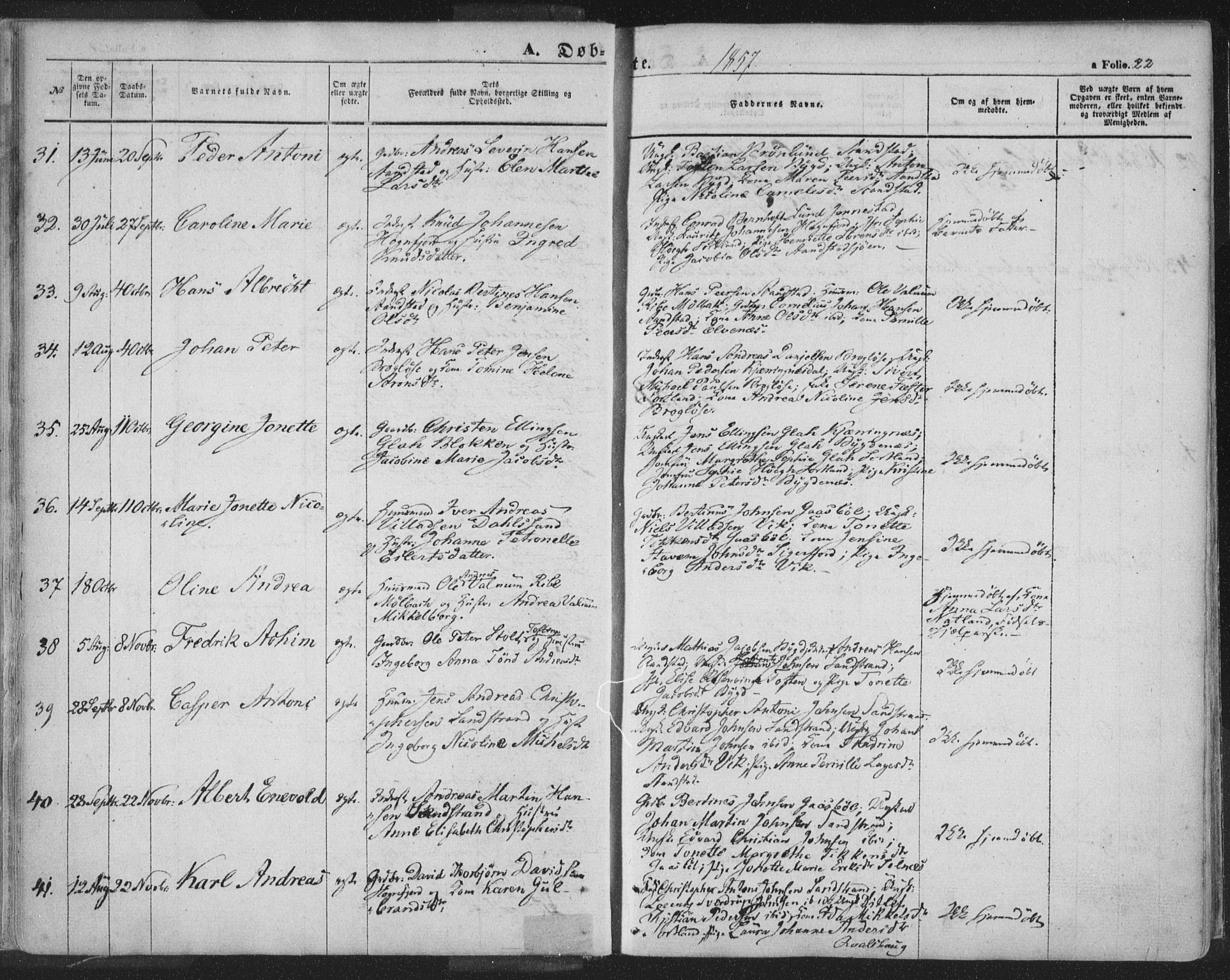 Ministerialprotokoller, klokkerbøker og fødselsregistre - Nordland, AV/SAT-A-1459/895/L1369: Ministerialbok nr. 895A04, 1852-1872, s. 22