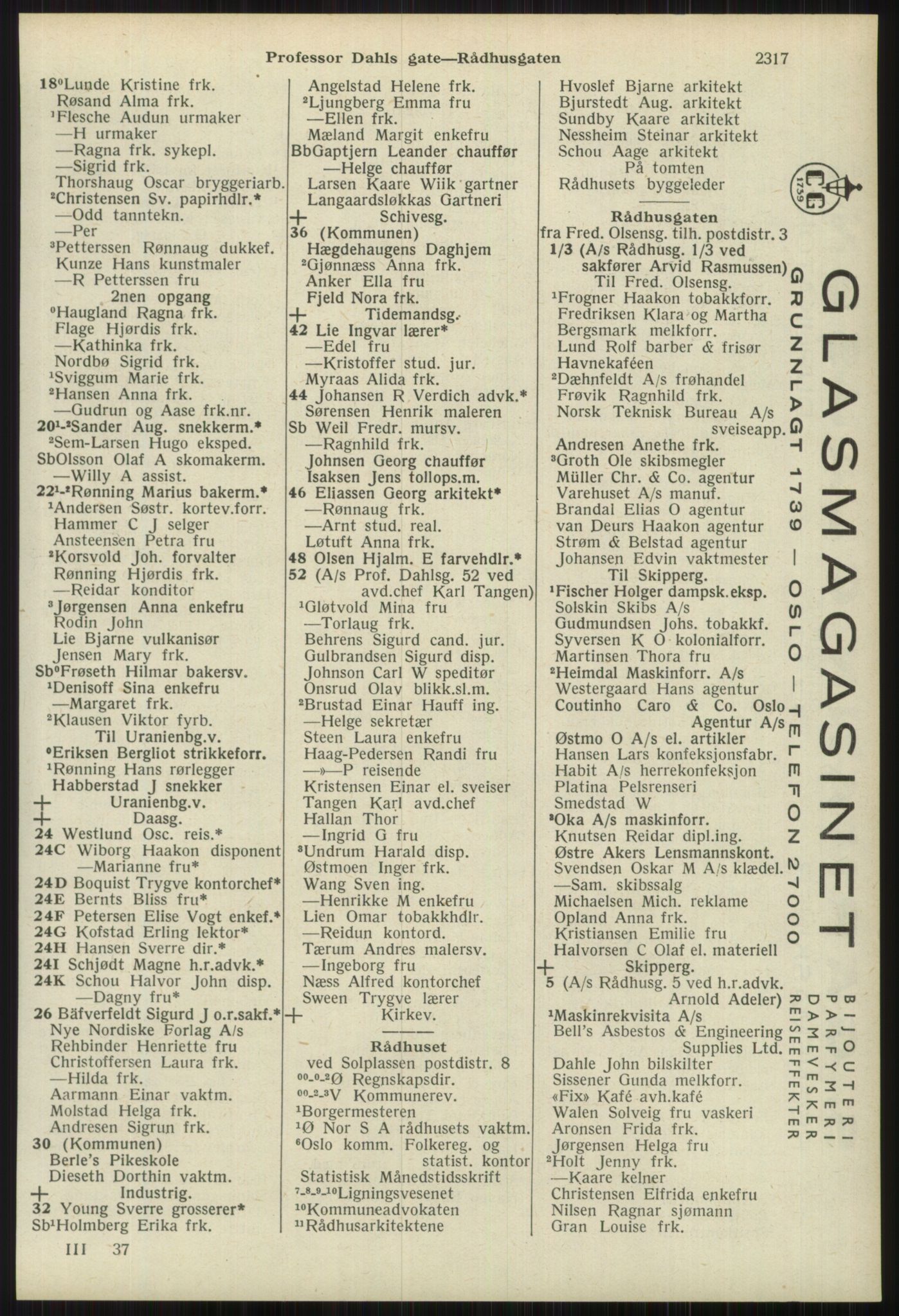 Kristiania/Oslo adressebok, PUBL/-, 1939, s. 2317