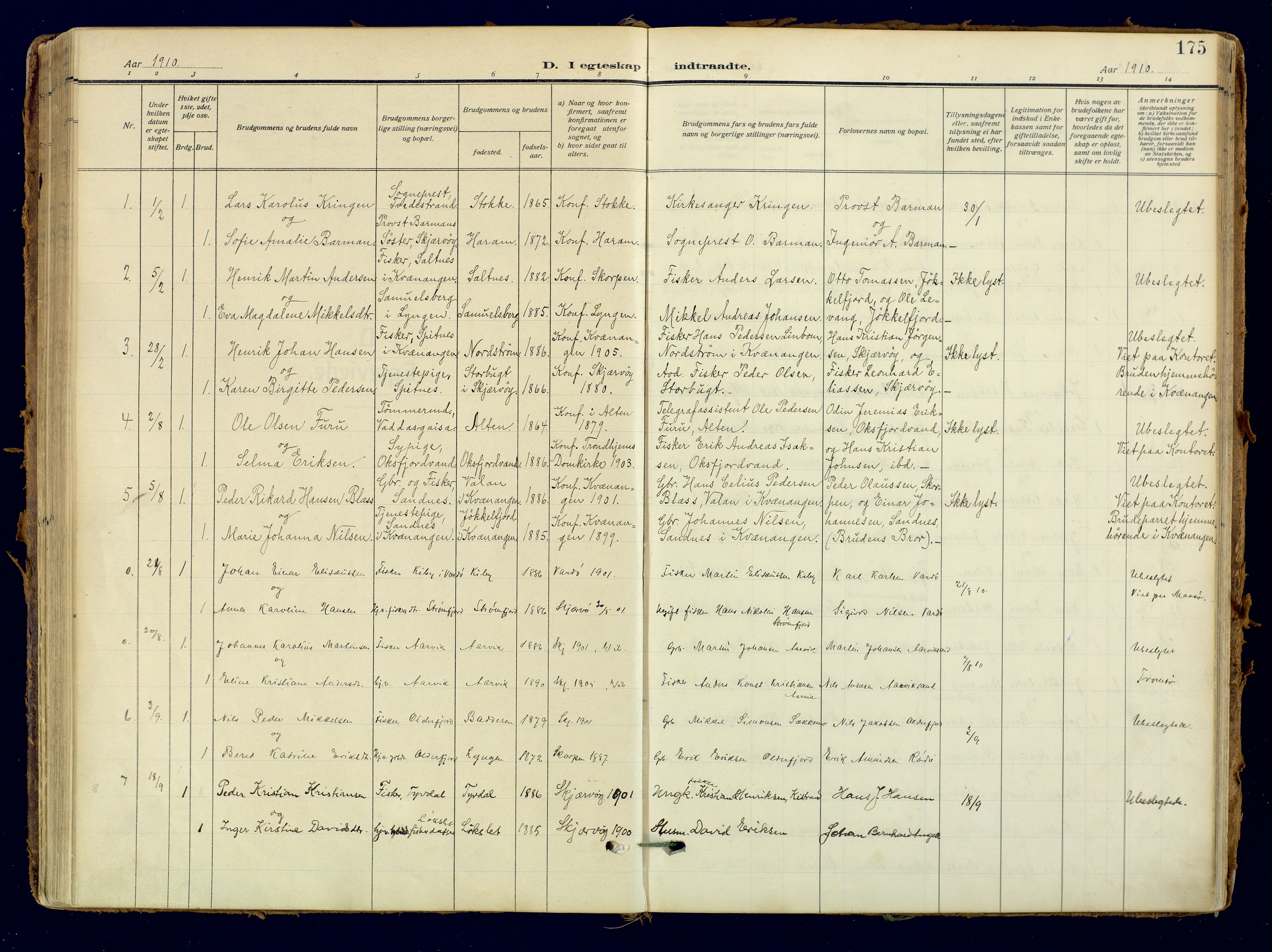 Skjervøy sokneprestkontor, AV/SATØ-S-1300/H/Ha/Haa: Ministerialbok nr. 18, 1910-1926, s. 175