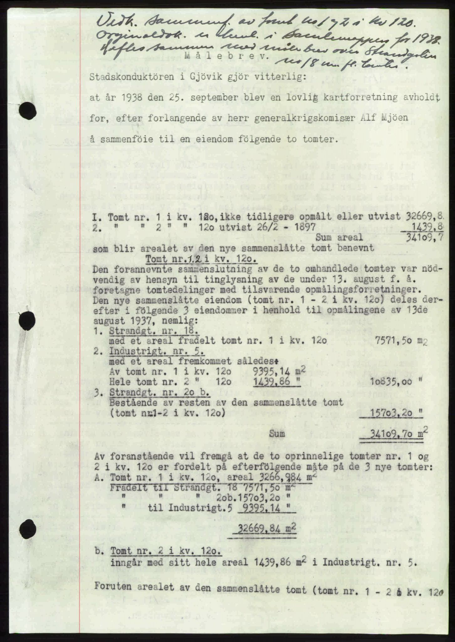 Toten tingrett, SAH/TING-006/H/Hb/Hbc/L0004: Pantebok nr. Hbc-04, 1938-1938, Dagboknr: 2281/1938