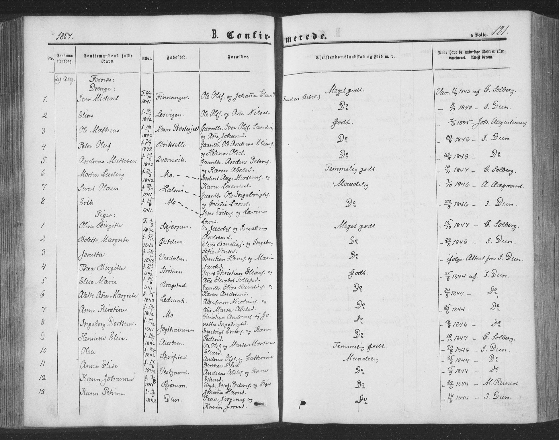 Ministerialprotokoller, klokkerbøker og fødselsregistre - Nord-Trøndelag, AV/SAT-A-1458/773/L0615: Ministerialbok nr. 773A06, 1857-1870, s. 121