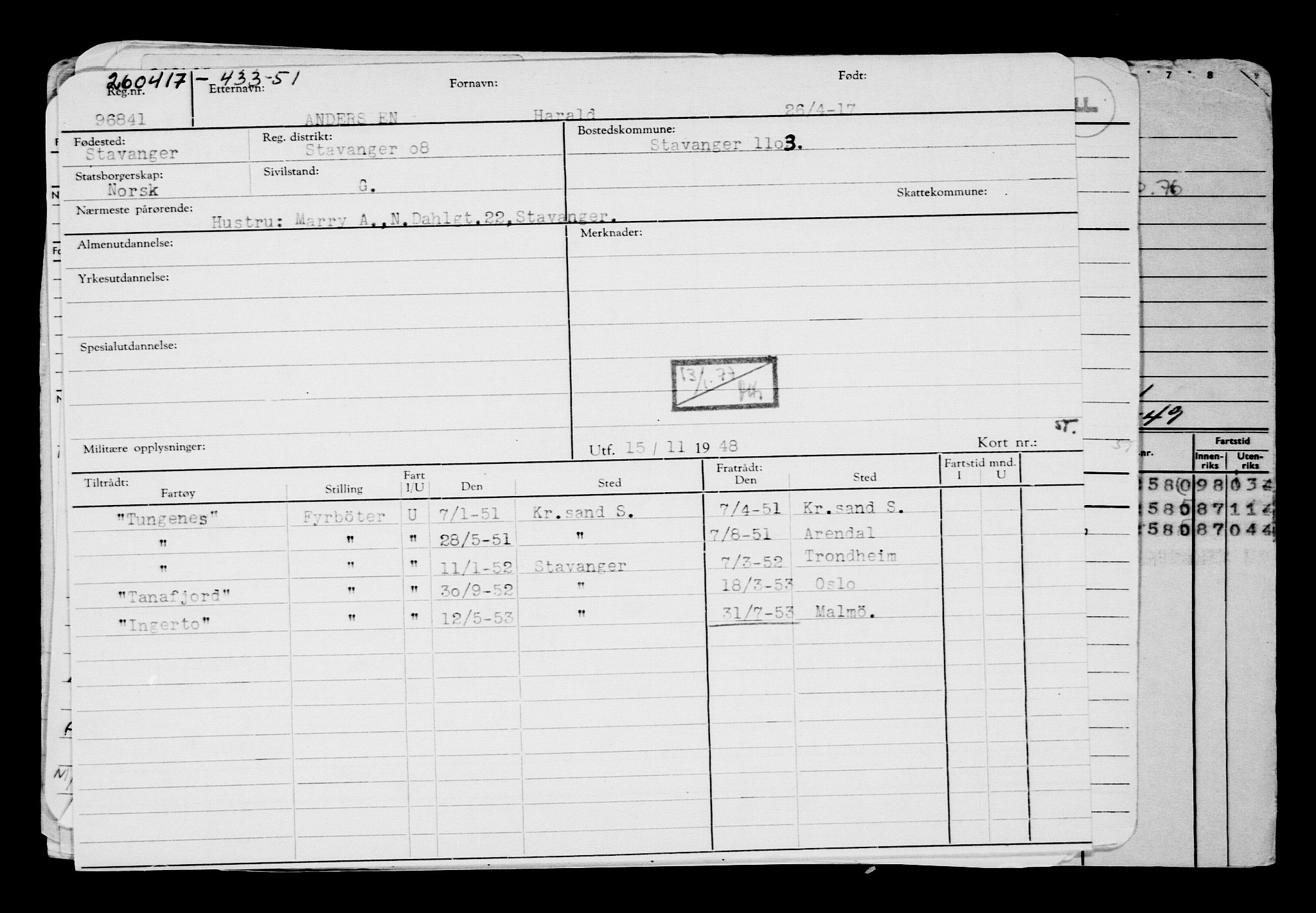 Direktoratet for sjømenn, AV/RA-S-3545/G/Gb/L0148: Hovedkort, 1917, s. 132