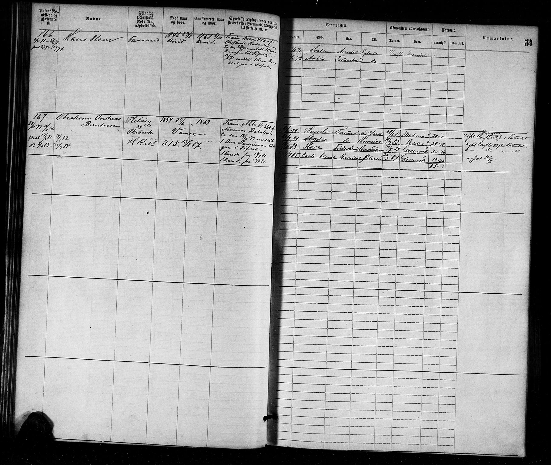 Farsund mønstringskrets, SAK/2031-0017/F/Fa/L0001: Annotasjonsrulle nr 1-1920 med register, M-1, 1869-1877, s. 60