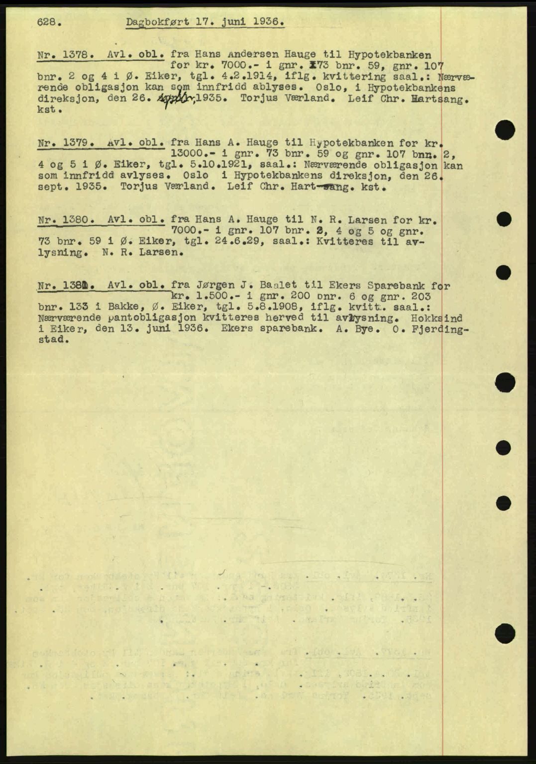 Eiker, Modum og Sigdal sorenskriveri, SAKO/A-123/G/Ga/Gab/L0032: Pantebok nr. A2, 1936-1936, Dagboknr: 1378/1936