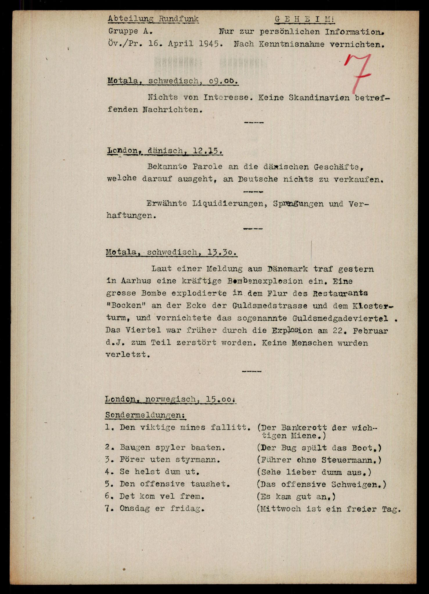 Forsvarets Overkommando. 2 kontor. Arkiv 11.4. Spredte tyske arkivsaker, AV/RA-RAFA-7031/D/Dar/Darb/L0007: Reichskommissariat - Hauptabteilung Volksaufklärung und Propaganda, 1942-1945, s. 309