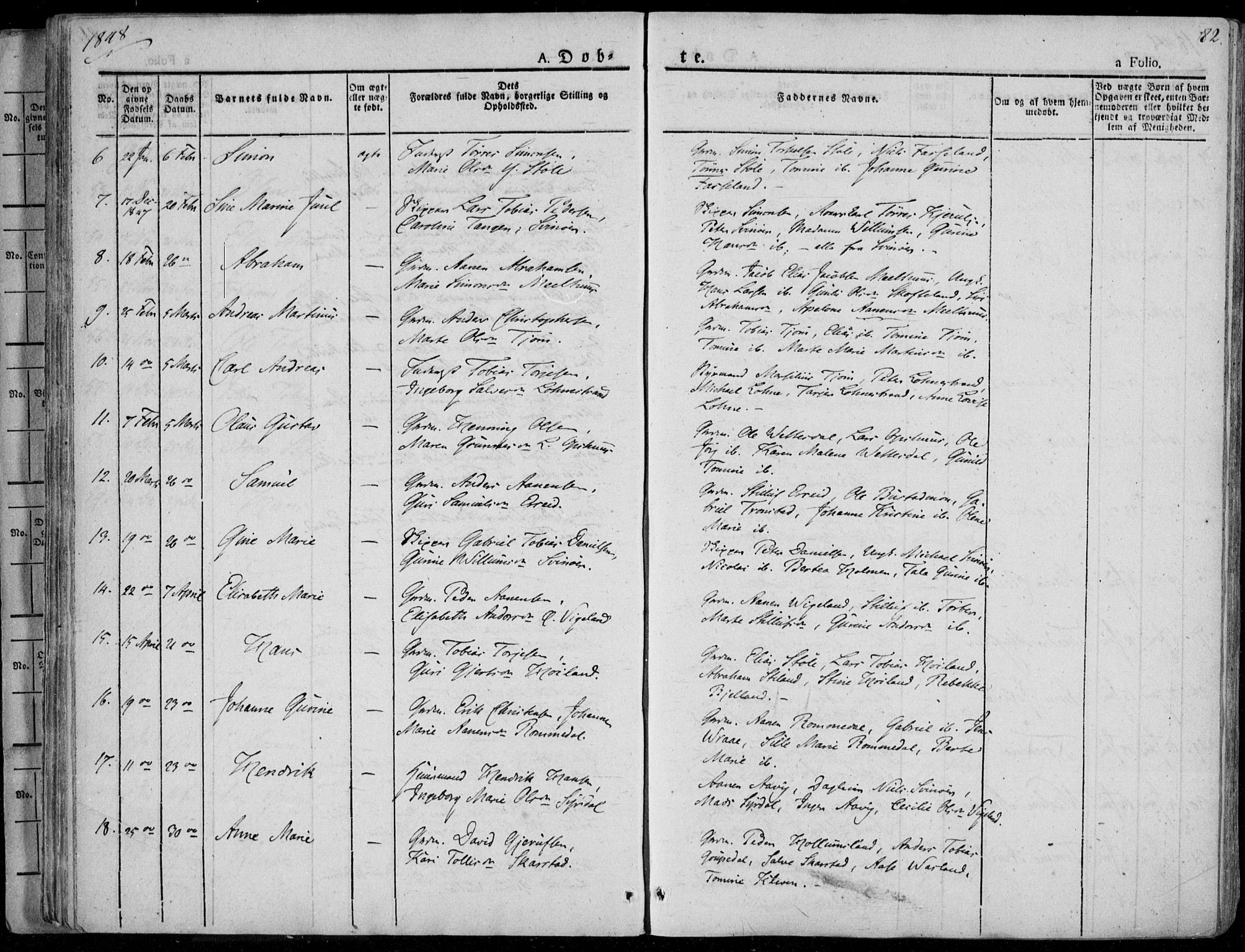 Sør-Audnedal sokneprestkontor, SAK/1111-0039/F/Fa/Fab/L0006: Ministerialbok nr. A 6, 1829-1855, s. 82