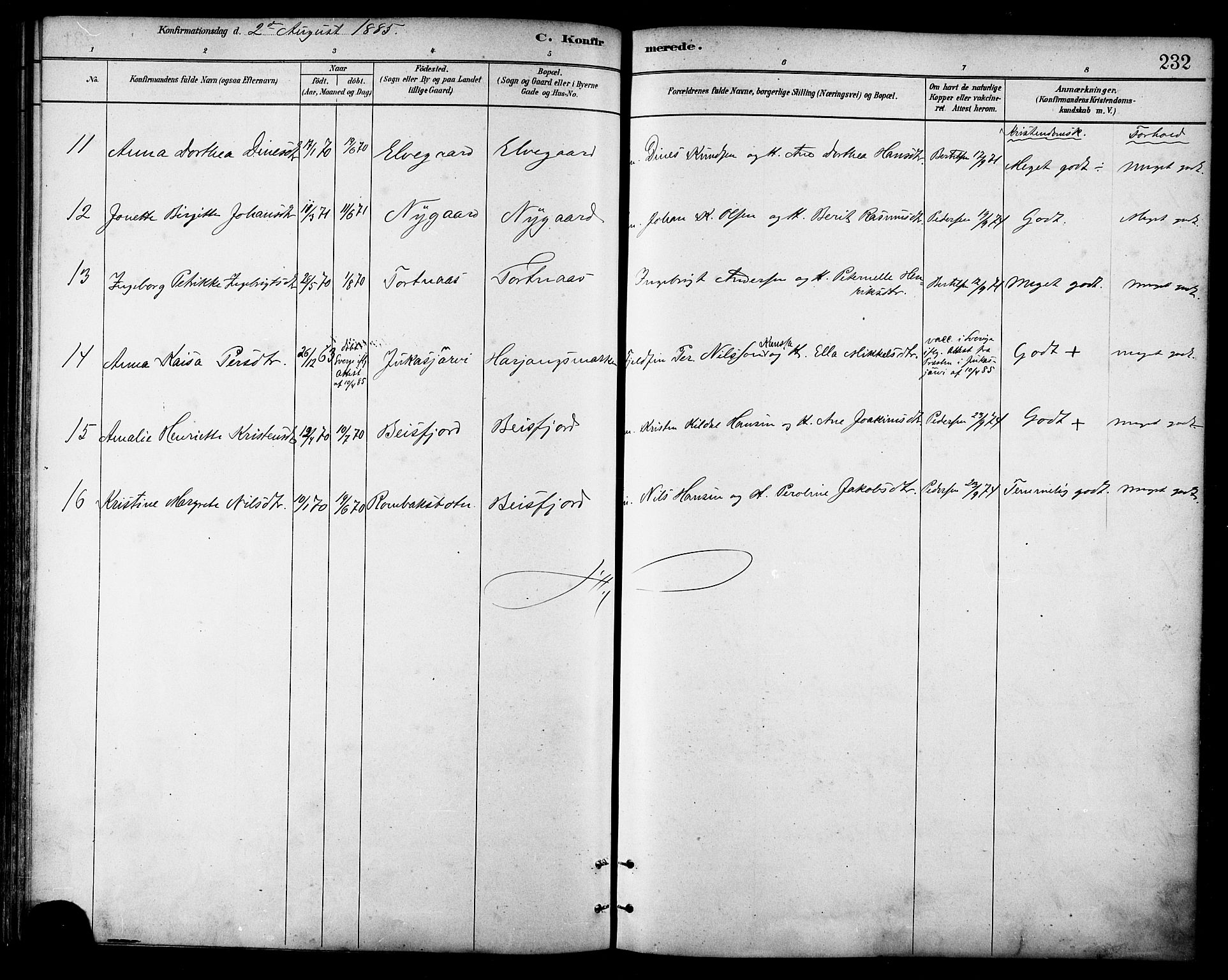 Ministerialprotokoller, klokkerbøker og fødselsregistre - Nordland, AV/SAT-A-1459/866/L0938: Ministerialbok nr. 866A01, 1879-1893, s. 232