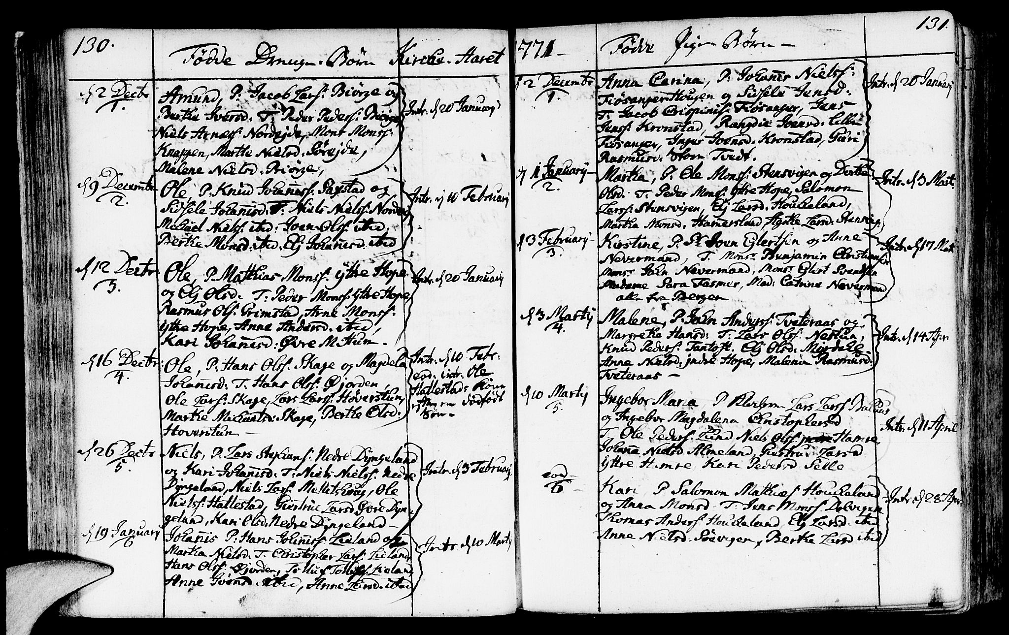 Fana Sokneprestembete, AV/SAB-A-75101/H/Haa/Haaa/L0004: Ministerialbok nr. A 4, 1757-1774, s. 130-131