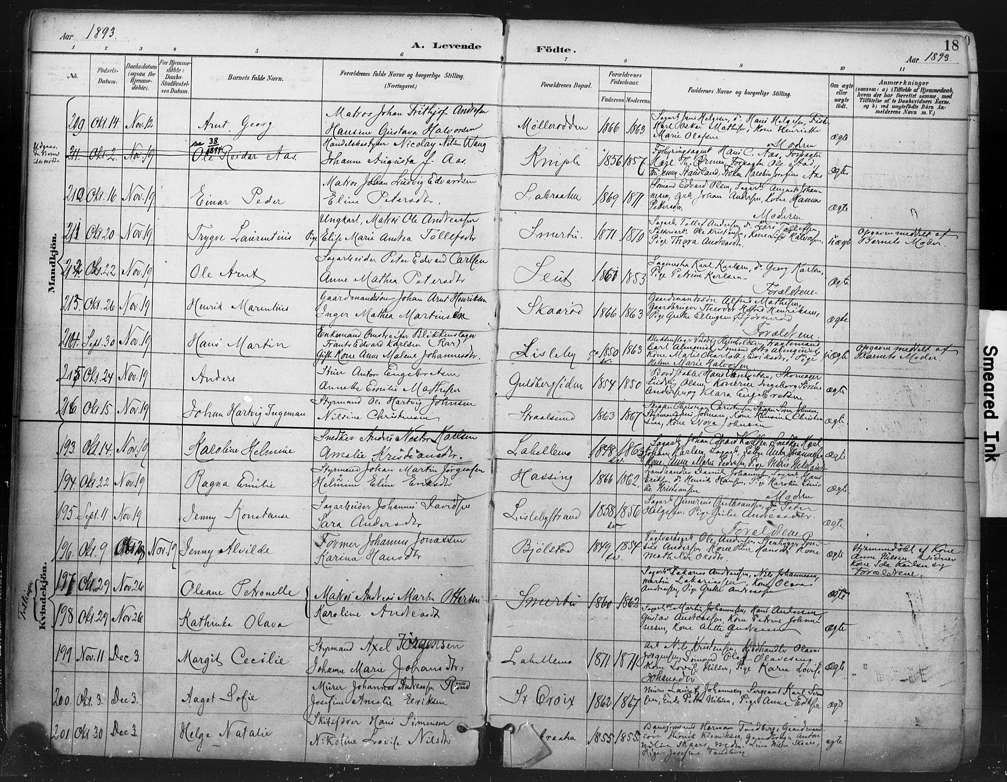 Glemmen prestekontor Kirkebøker, AV/SAO-A-10908/F/Fa/L0013: Ministerialbok nr. 13, 1892-1907, s. 18